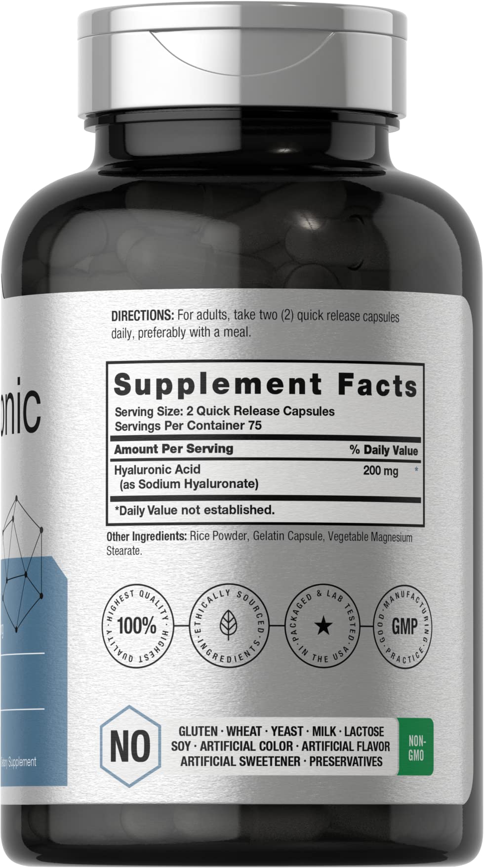 Horbäach Hyaluronic Acid Supplement | 200 mg | 150 Capsules | Non-GMO and Gluten Free Supplement - Image 2