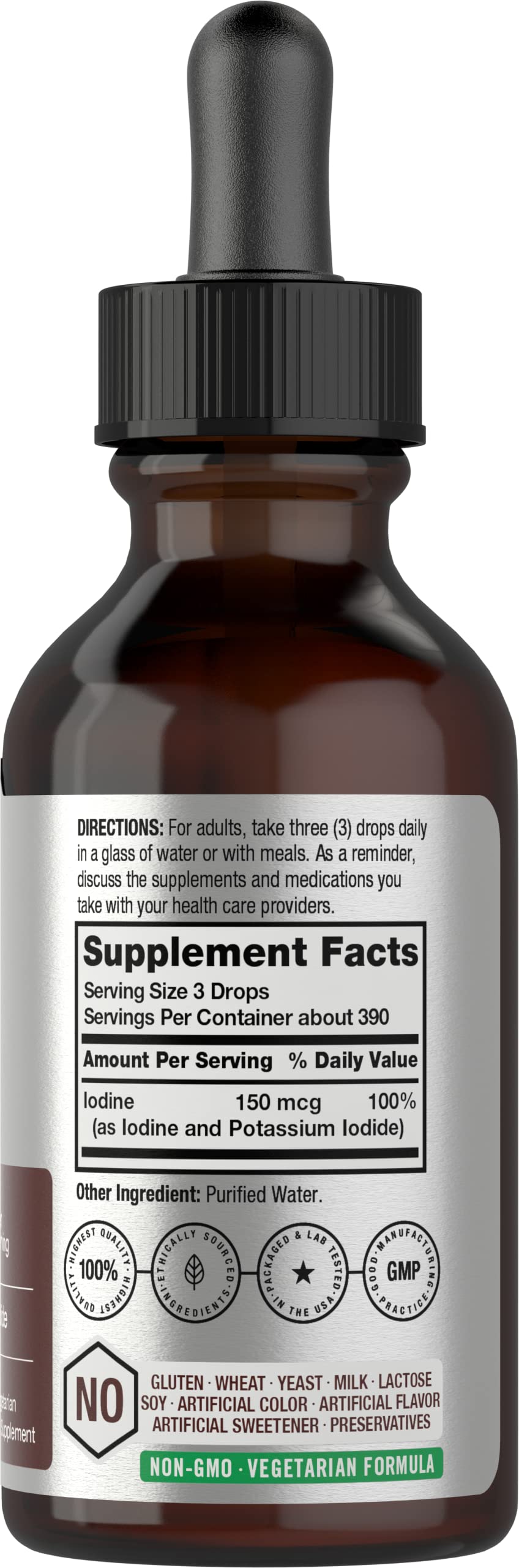 Horbäach Iodine Liquid Supplement Drops | 2 fl oz | 150 mcg | Potassium Iodide Tincture | Vegetarian, Non-GMO, Gluten Free Formula - Image 2