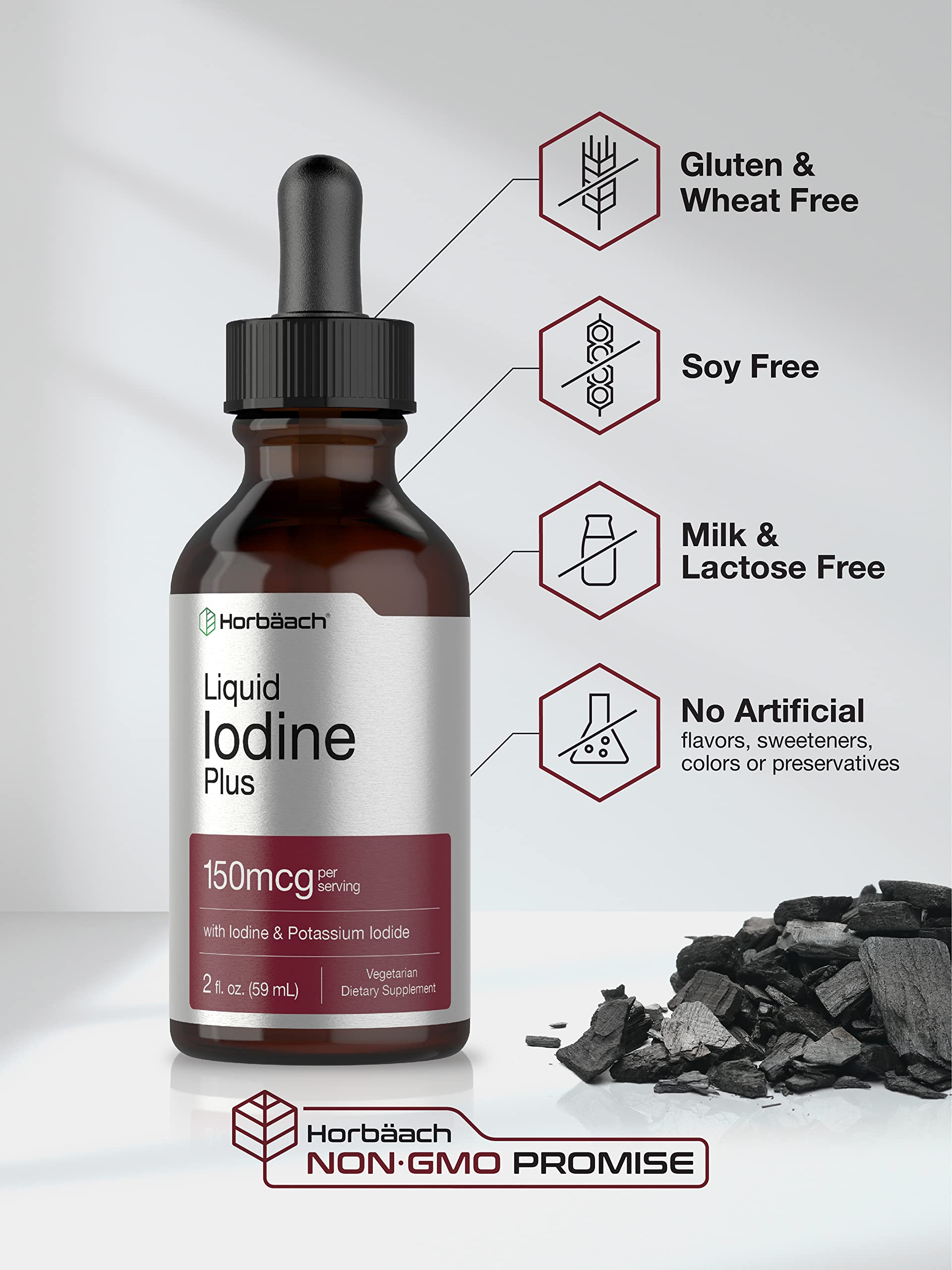 Horbäach Iodine Liquid Supplement Drops | 2 fl oz | 150 mcg | Potassium Iodide Tincture | Vegetarian, Non-GMO, Gluten Free Formula - Image 4