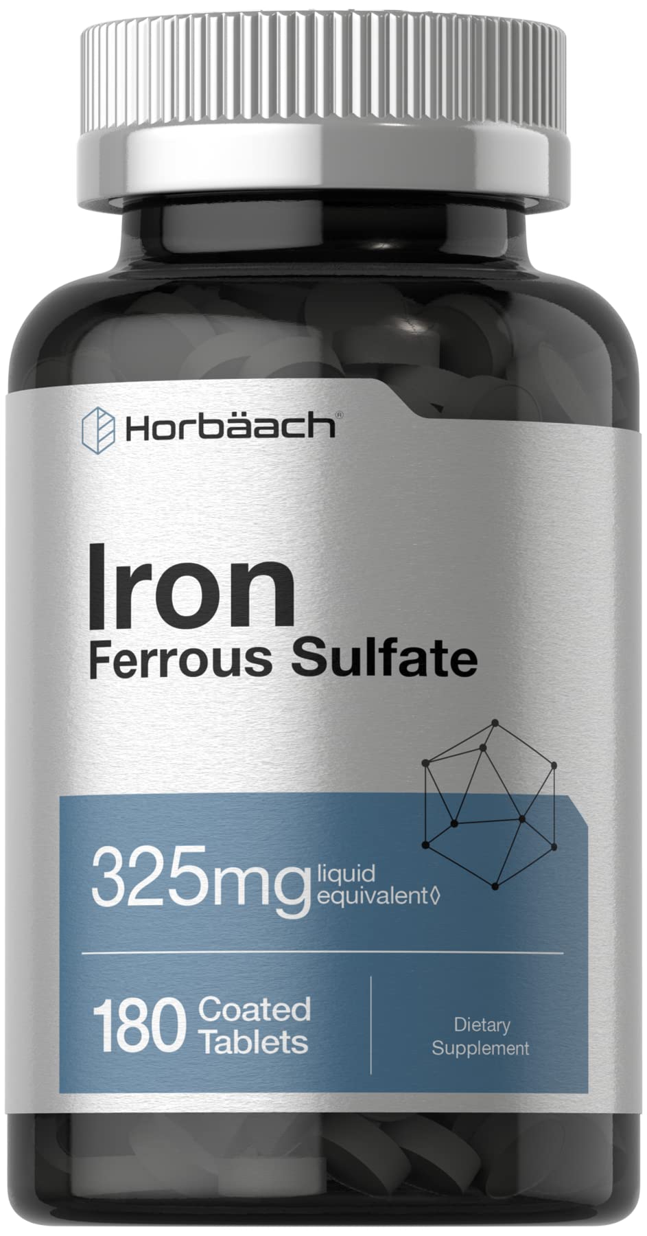 Horbäach Iron Ferrous Sulfate | 180 Count | Vegetarian, Non-GMO & Gluten Free Dietary Supplement