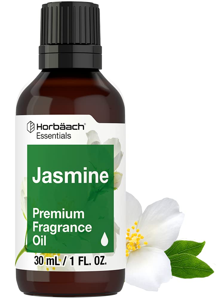 Horbäach Jasmine Fragrance Oil | 1 fl oz (30ml) | Premium Grade | for Diffusers, Candle and Soap Making, Aroma Spray, DIY Projects & More