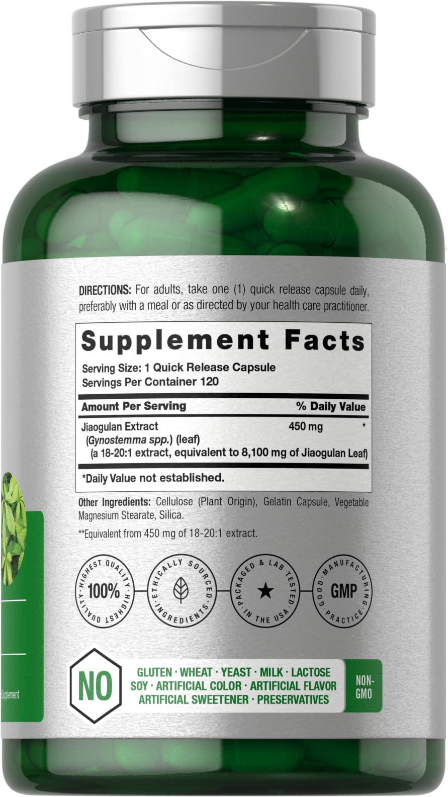 Horbäach Jiaogulan Capsules | 120 Count | Gynostemma Pentaphyllum Herbal Extract | Stamina and Endurance Supplement | Non-GMO, Gluten Free - Image 2