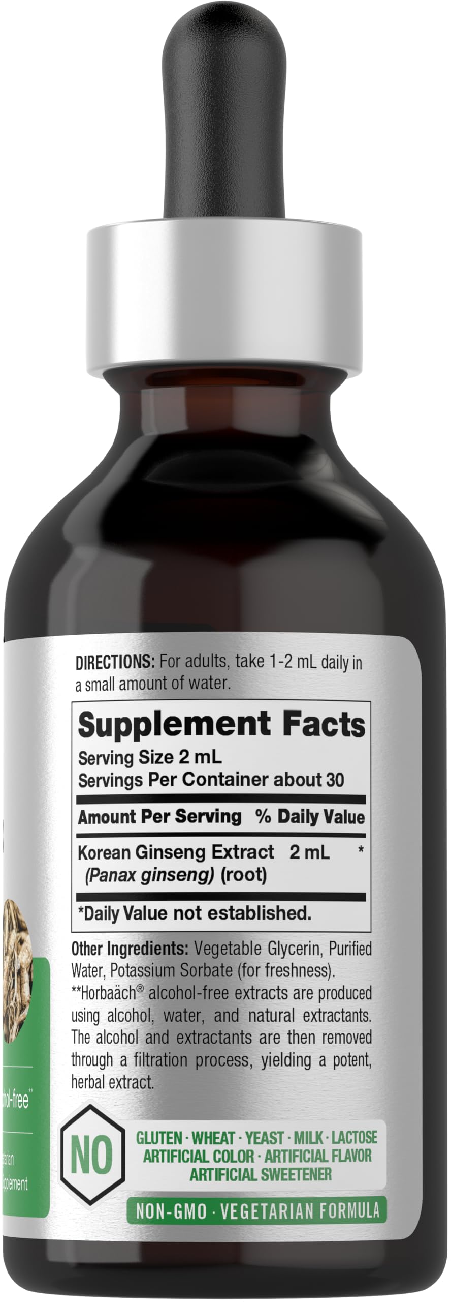 Horbäach Korean Red Ginseng | 2 fl oz Liquid Extract | Panax Ginseng | Vegetarian, Non-GMO, Gluten Free Supplement - Image 2