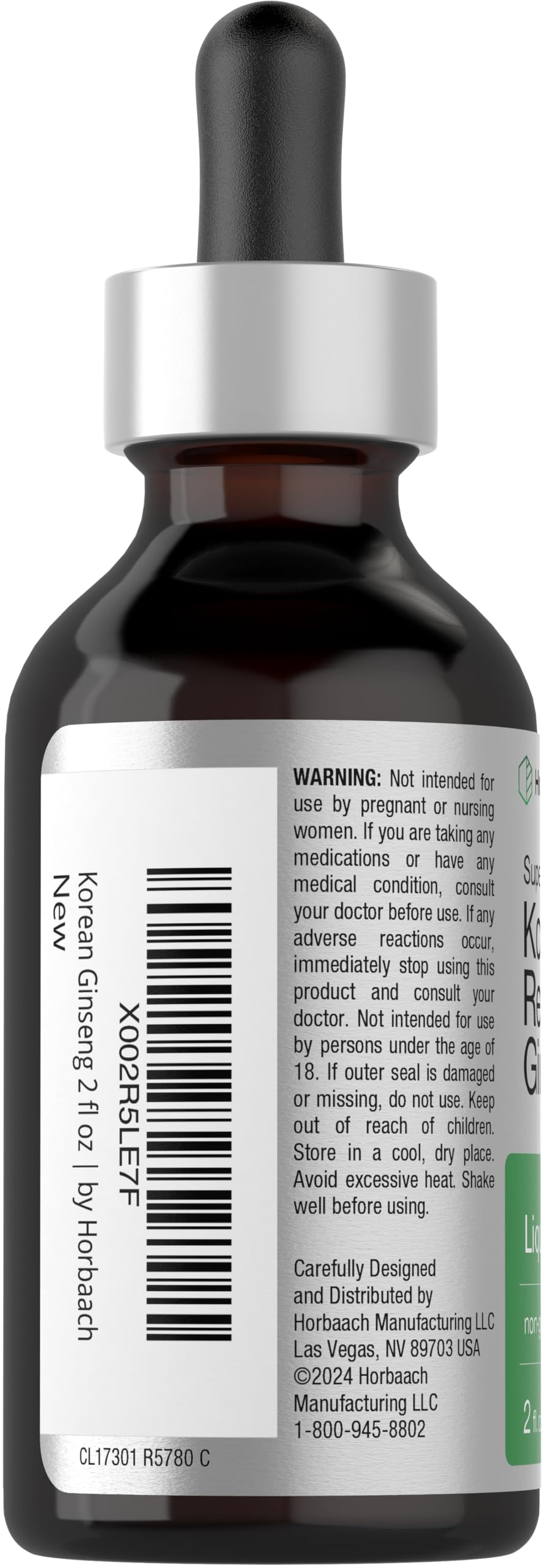 Horbäach Korean Red Ginseng | 2 fl oz Liquid Extract | Panax Ginseng | Vegetarian, Non-GMO, Gluten Free Supplement - Image 3