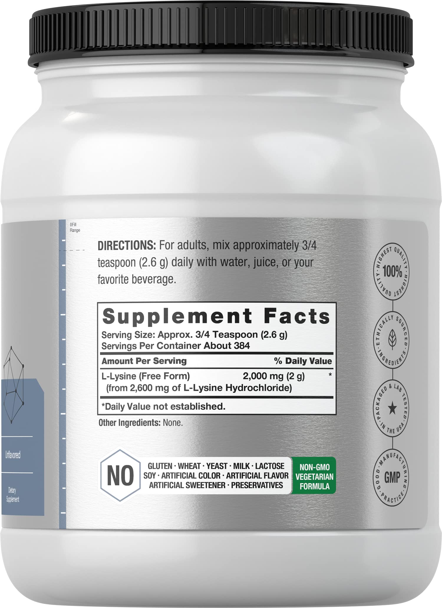 Horbäach L-Lysine Powder | 2.2 lbs | Unflavored Free Form Supplement | Vegetarian, Non-GMO, Gluten Free Formula - Image 2