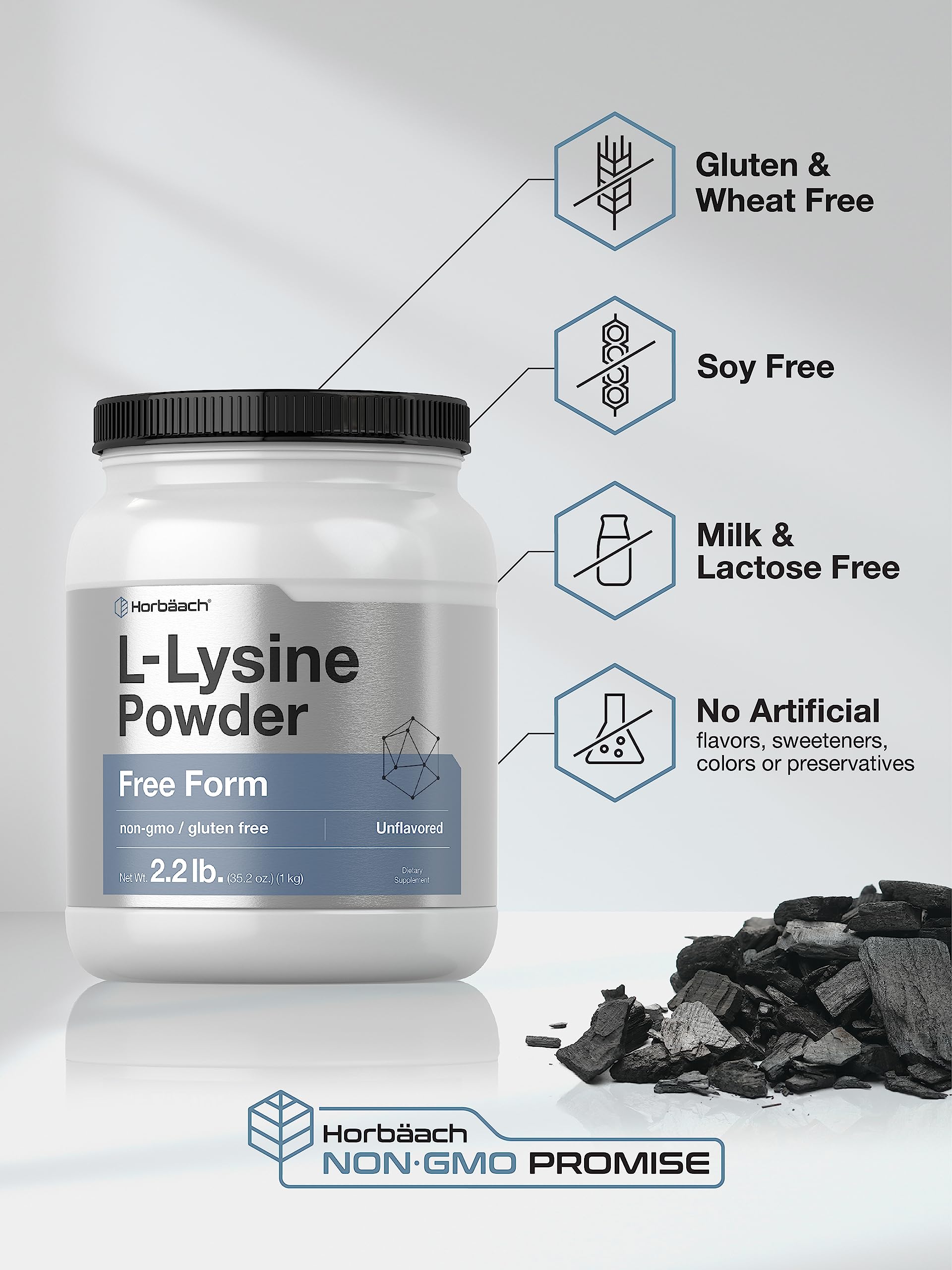 Horbäach L-Lysine Powder | 2.2 lbs | Unflavored Free Form Supplement | Vegetarian, Non-GMO, Gluten Free Formula - Image 4