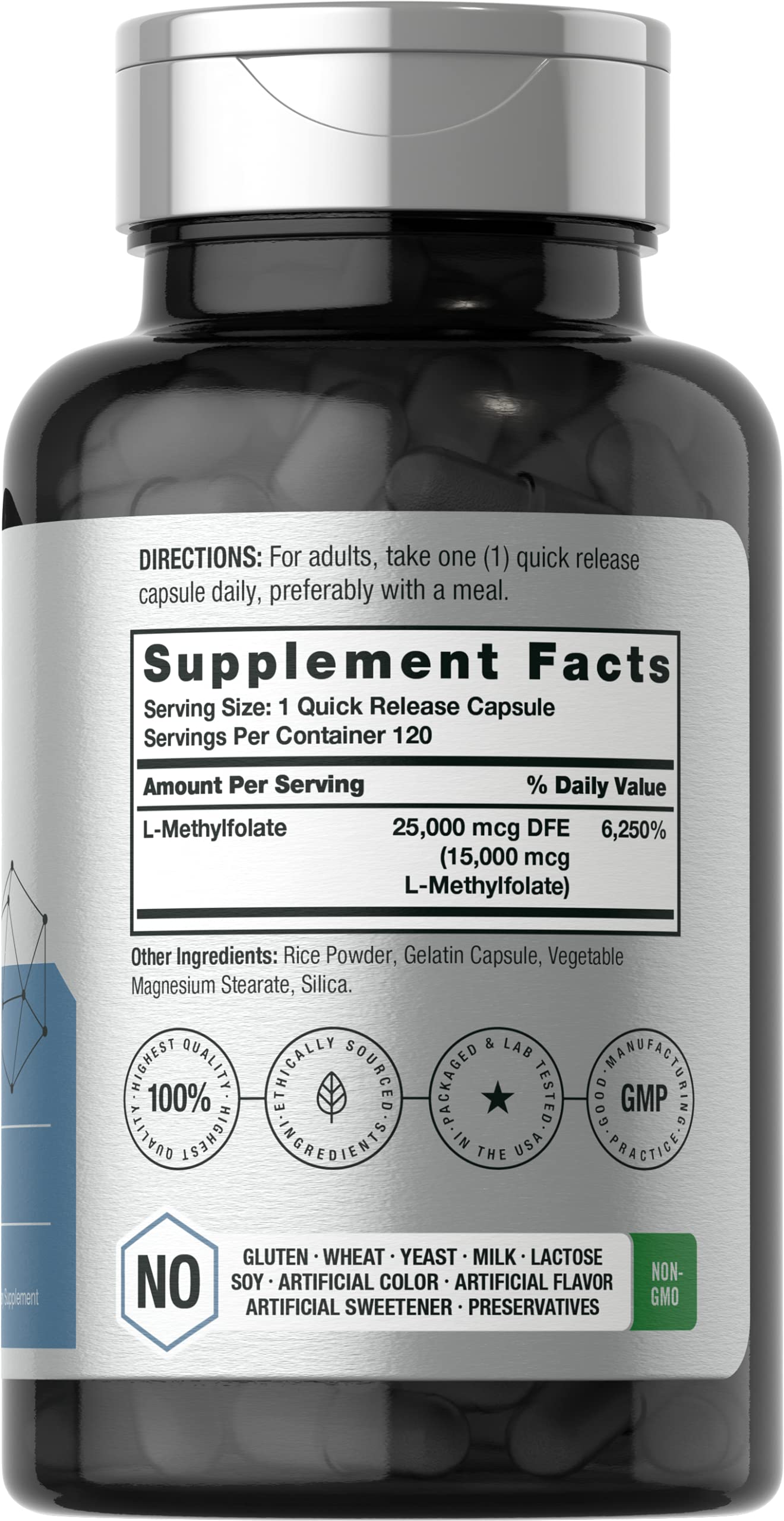 Horbäach L Methylfolate 15000 mcg | 120 Capsules | 15mg Methyl Folate | 5-MTHF | Non-GMO, Gluten Free Supplement - Image 2