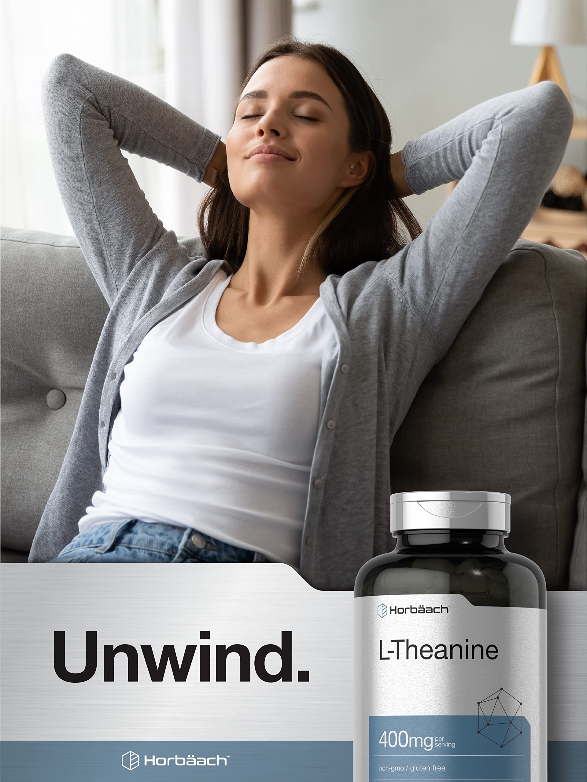 Horbäach L-Theanine 400mg | 400 Capsules | High Potency Supplement | Non-GMO & Gluten Free - Image 6