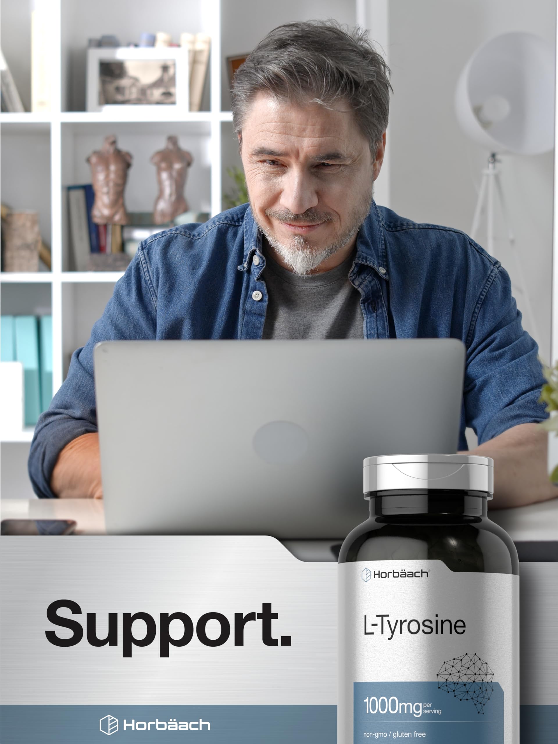 Horbäach L-Tyrosine Supplement | 1000mg | 250 Capsules | Non-GMO and Gluten Free Formula - Image 7