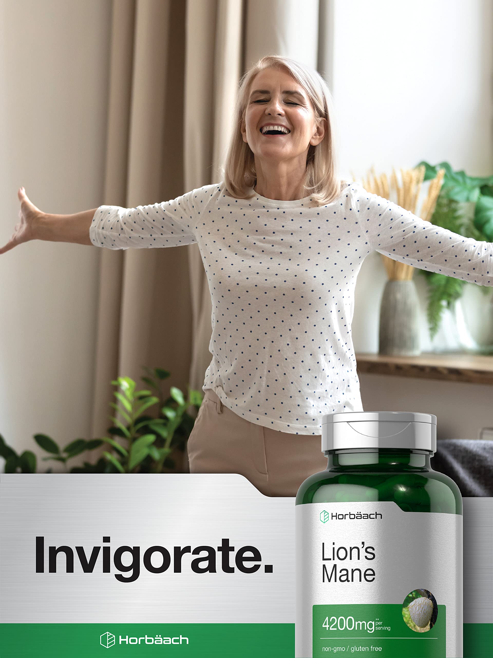 Horbäach Lions Mane Mushroom Extract | 120 Capsules | Vegetarian, Non-GMO, Gluten Free Supplement - Image 7