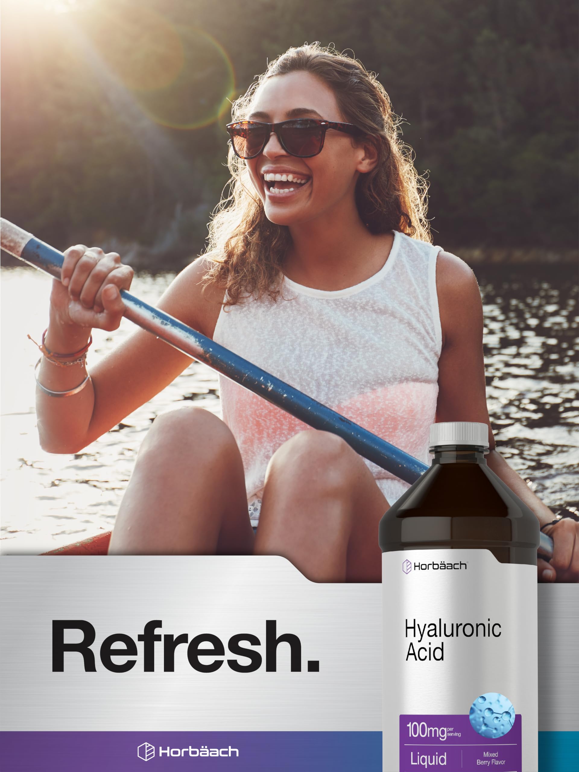 Horbäach Liquid Hyaluronic Acid Supplement | 100 mg | 16 oz | Mixed Berry Flavor | Non-GMO and Gluten Free Formula - Image 6