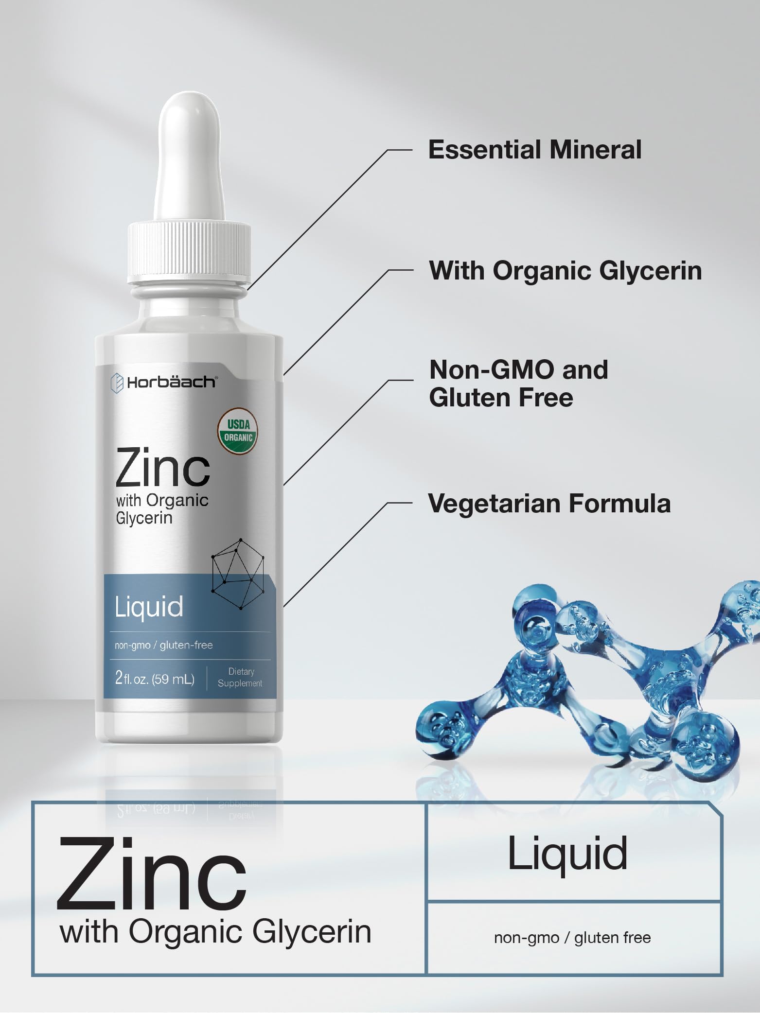 Horbäach Liquid Zinc Drops | 2 Oz | with Organic Glycerin | Vegetarian, Non-GMO, Gluten Free Supplement - Image 4