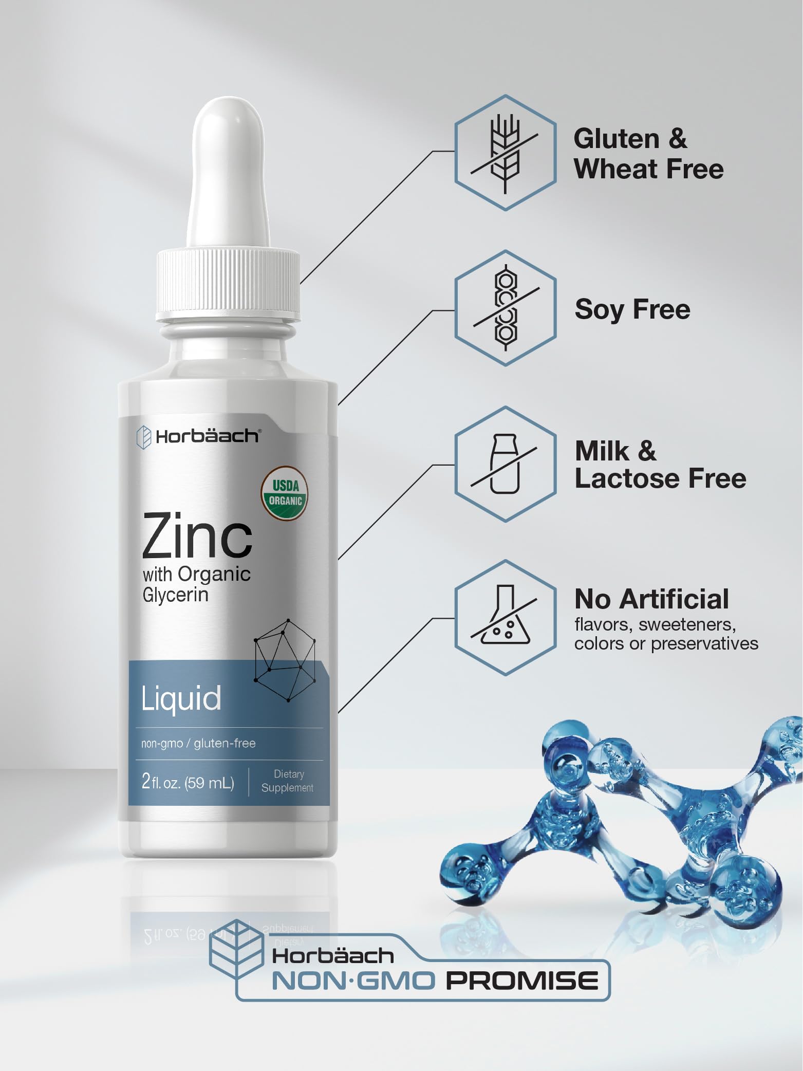 Horbäach Liquid Zinc Drops | 2 Oz | with Organic Glycerin | Vegetarian, Non-GMO, Gluten Free Supplement - Image 5