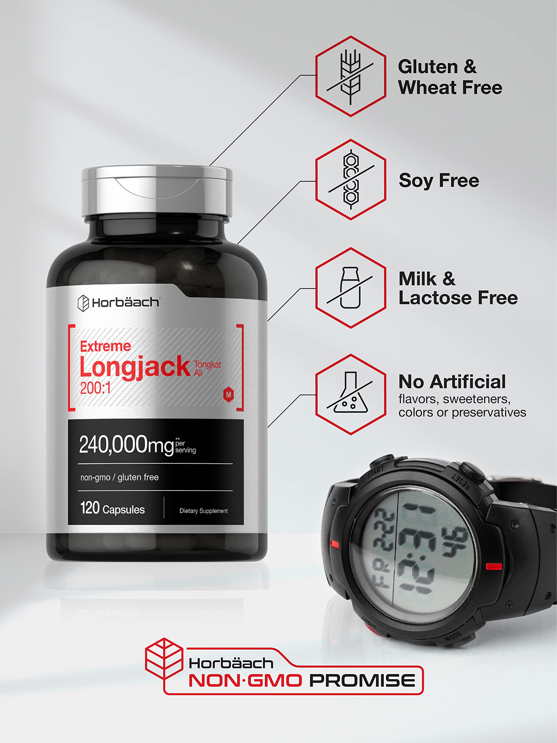 Horbäach - Longjack Tongkat Ali | 120 Capsules | Extreme Male Performance Supplement | Super Concentrated Herbal Extract Formula | Non-GMO & Gluten Free Pills - Image 4