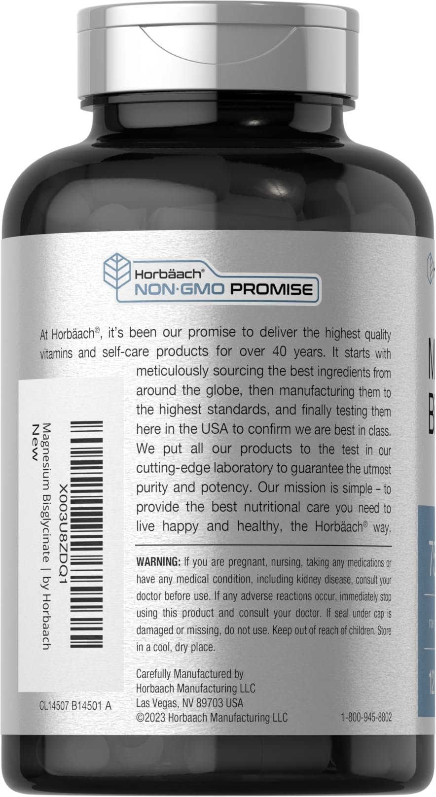 Horbäach Magnesium Bisglycinate | 120 Capsules | 750mg | Non-GMO and Gluten Free Supplement - Image 3