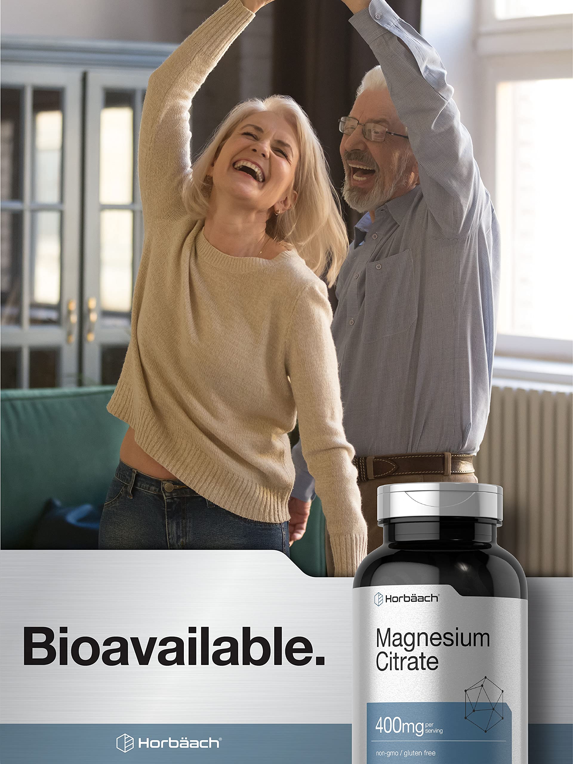 Horbäach Magnesium Citrate | 400mg | 200 Caplets | Vegetarian, Non-GMO, and Gluten Free Supplement - Image 6