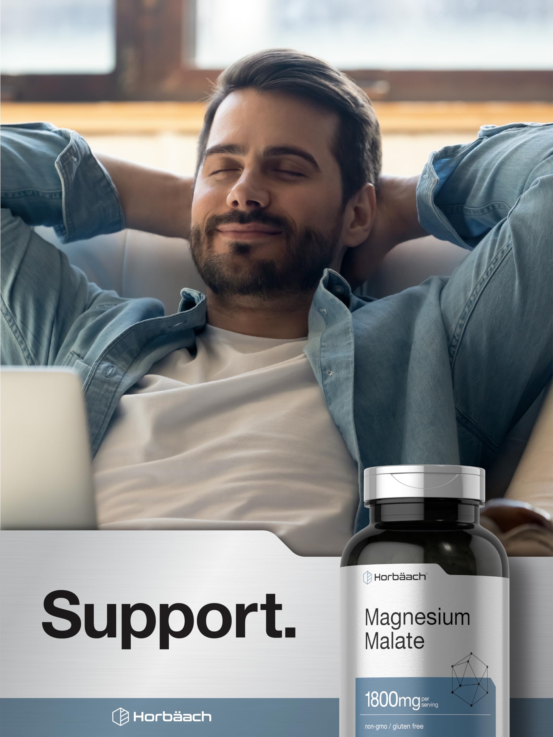 Horbäach Magnesium Malate | 1800mg | 250 Caplets | Vegetarian, Non-GMO, Gluten Free Supplement - Image 6