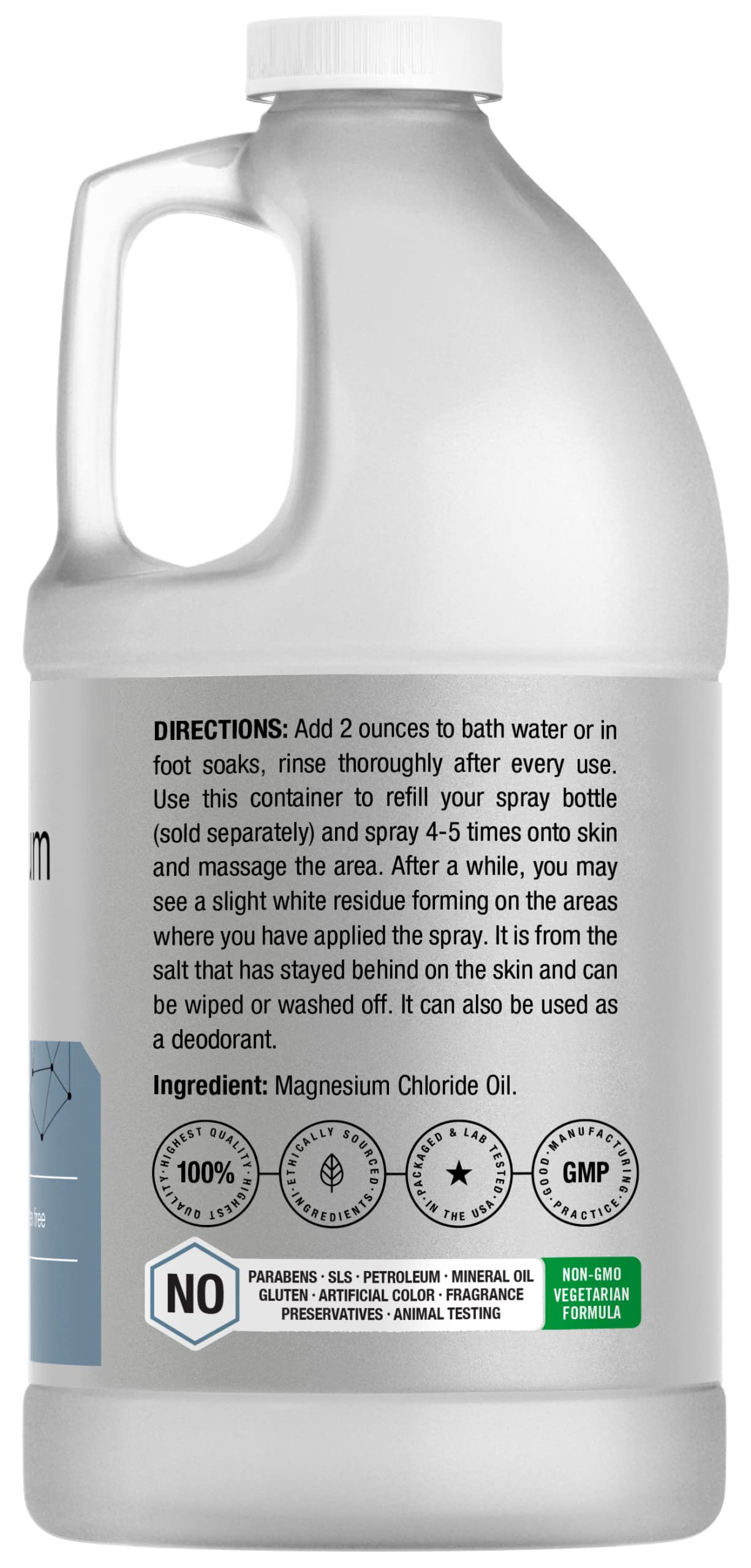Horbäach Magnesium Oil | 64 fl. oz | Therapeutic Grade | Vegetarian, Non-GMO, Gluten Free, and Paraben Free Odorless Formula - Image 2