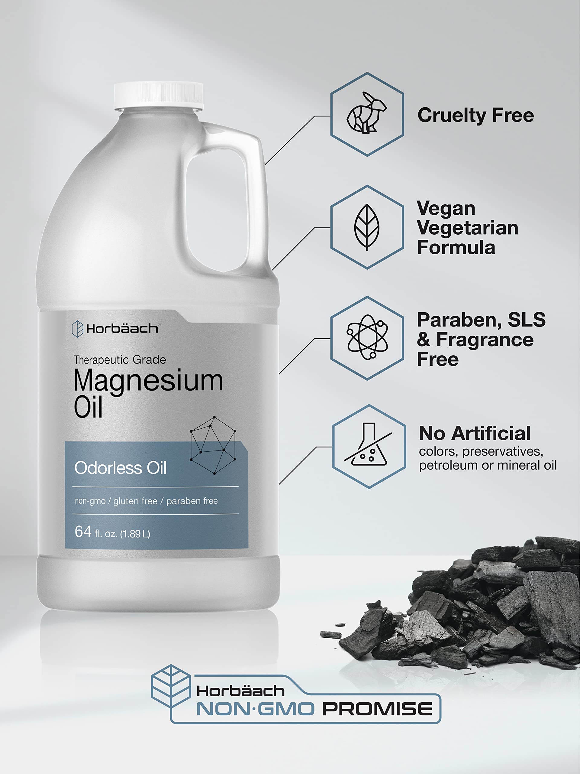 Horbäach Magnesium Oil | 64 fl. oz | Therapeutic Grade | Vegetarian, Non-GMO, Gluten Free, and Paraben Free Odorless Formula - Image 4
