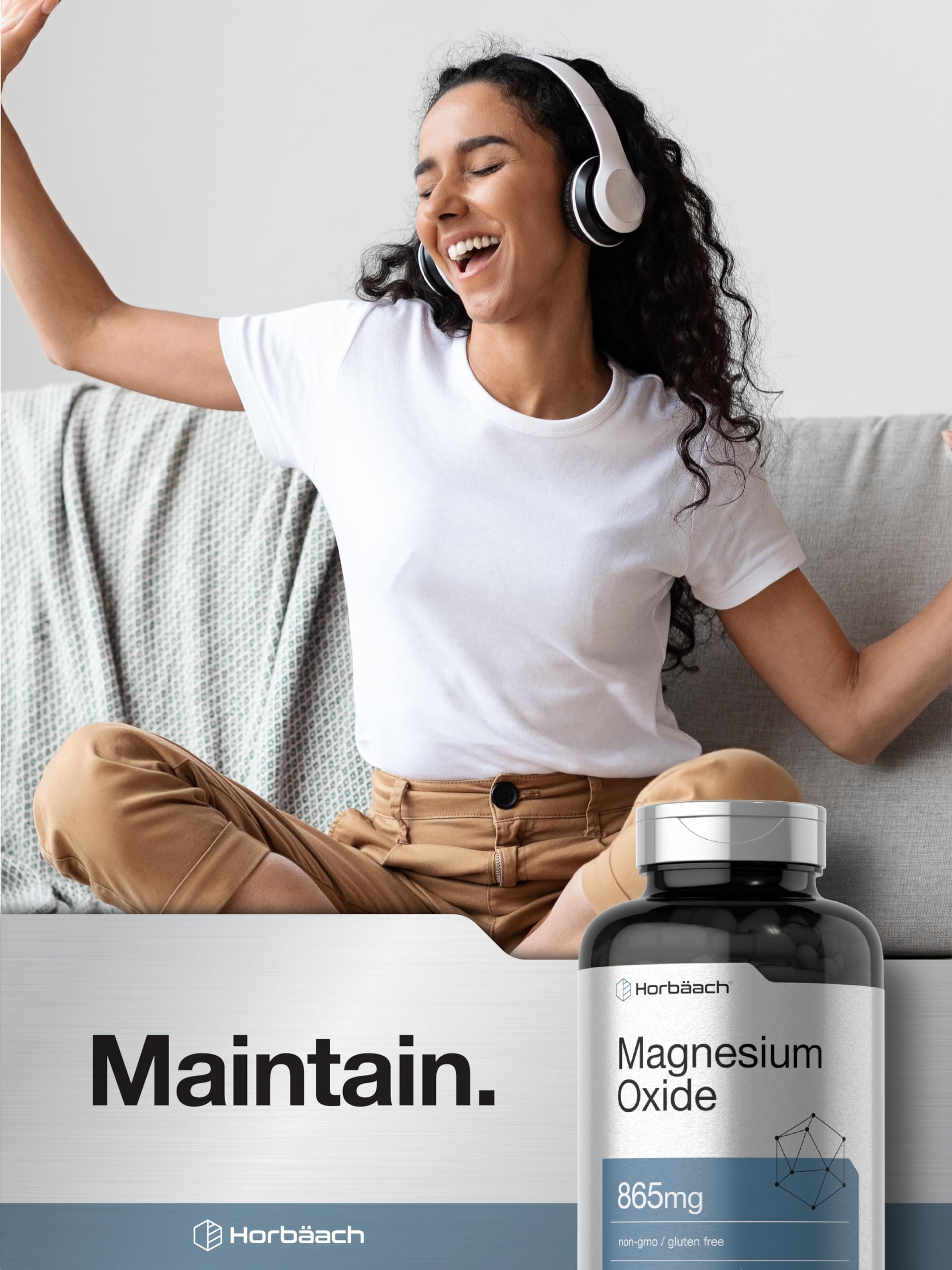 Horbäach Magnesium Oxide 865 mg | 200 Capsules | Non-GMO and Gluten Free Supplement - Image 7