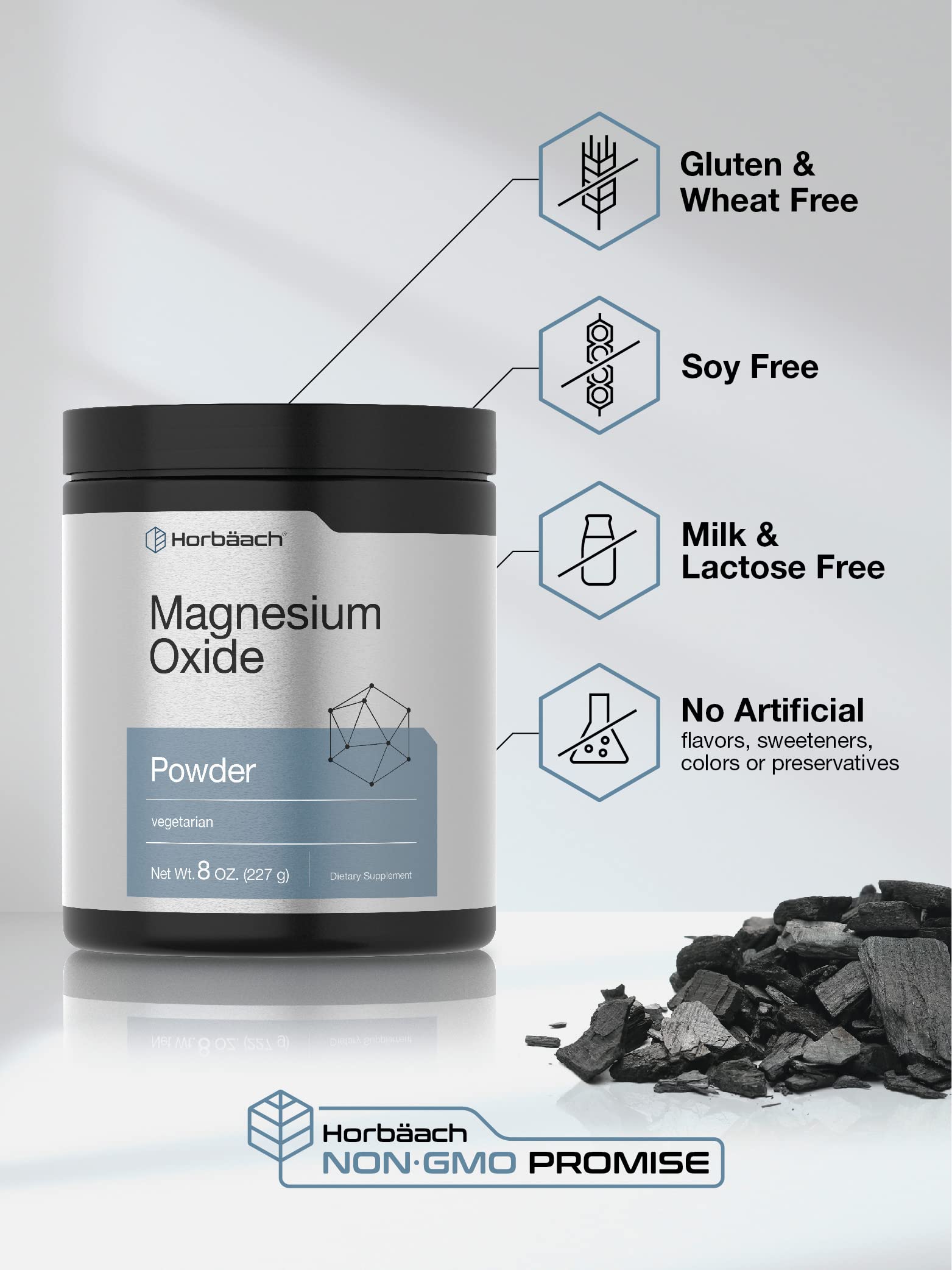 Horbäach Magnesium Oxide Powder | 400mg | 8 Ounces (227 g) | Vegetarian, Non-GMO, and Gluten Free Supplement - Image 4