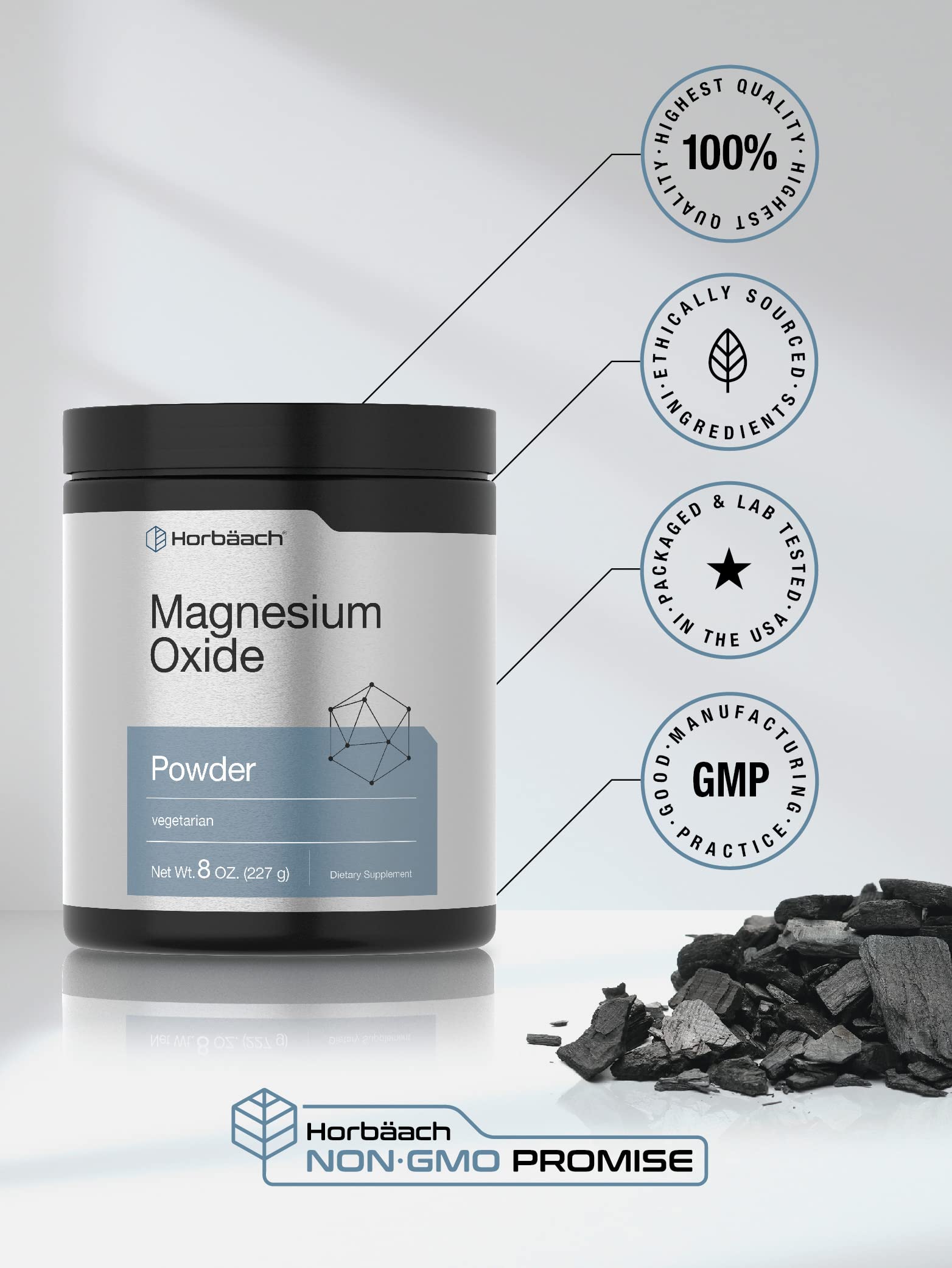 Horbäach Magnesium Oxide Powder | 400mg | 8 Ounces (227 g) | Vegetarian, Non-GMO, and Gluten Free Supplement - Image 5