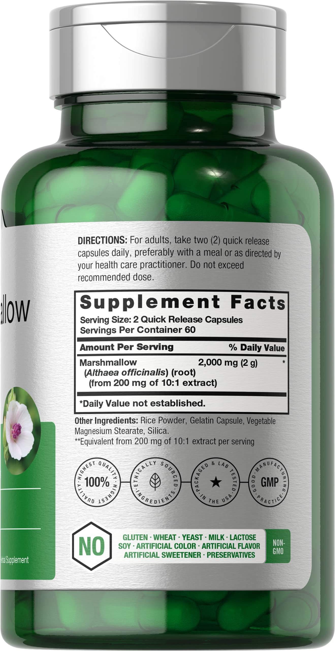 Horbäach Marshmallow Root Capsules | 120 Count | Non-GMO & Gluten Free | Traditional Herb Extract - Image 2