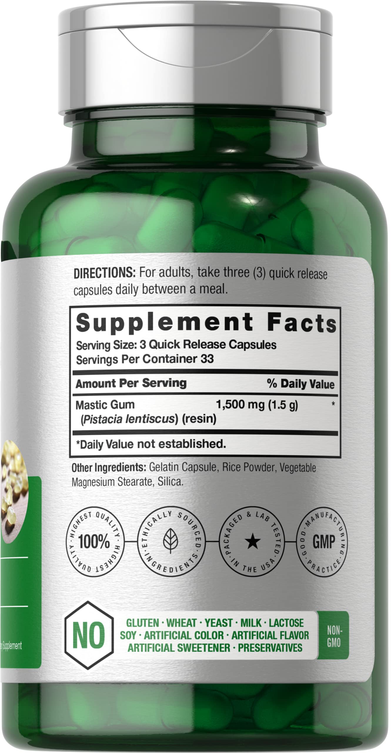 Horbäach Mastic Gum | 1500mg | 100 Capsules | Non-GMO & Gluten Free Supplement - Image 2