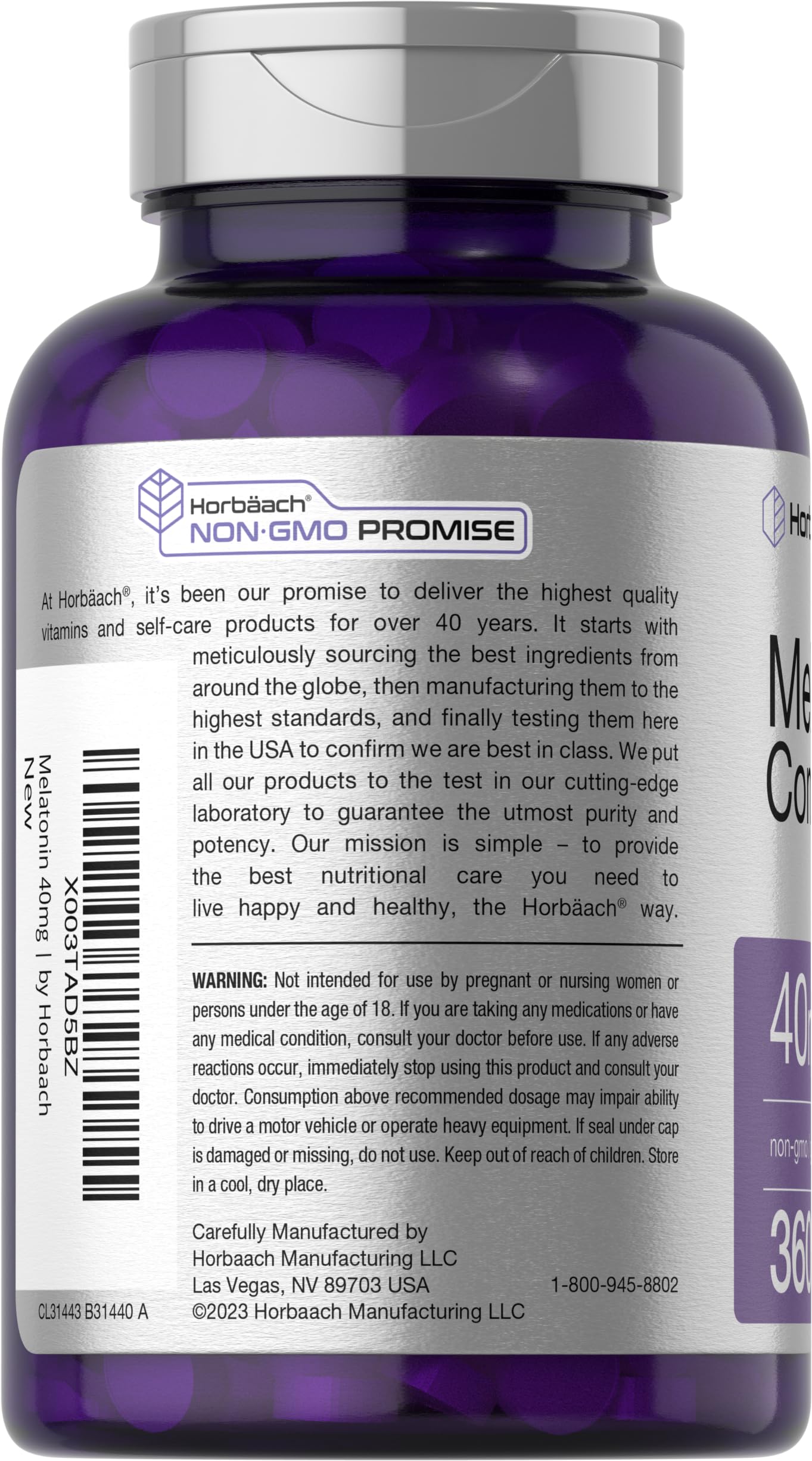 Horbäach Melatonin 40mg Complex | 360 Fast Dissolve Tablets | Adult Extra Strength Supplement | with Chamomile and Ashwagandha | Vegetarian, Non-GMO, Gluten Free - Image 3