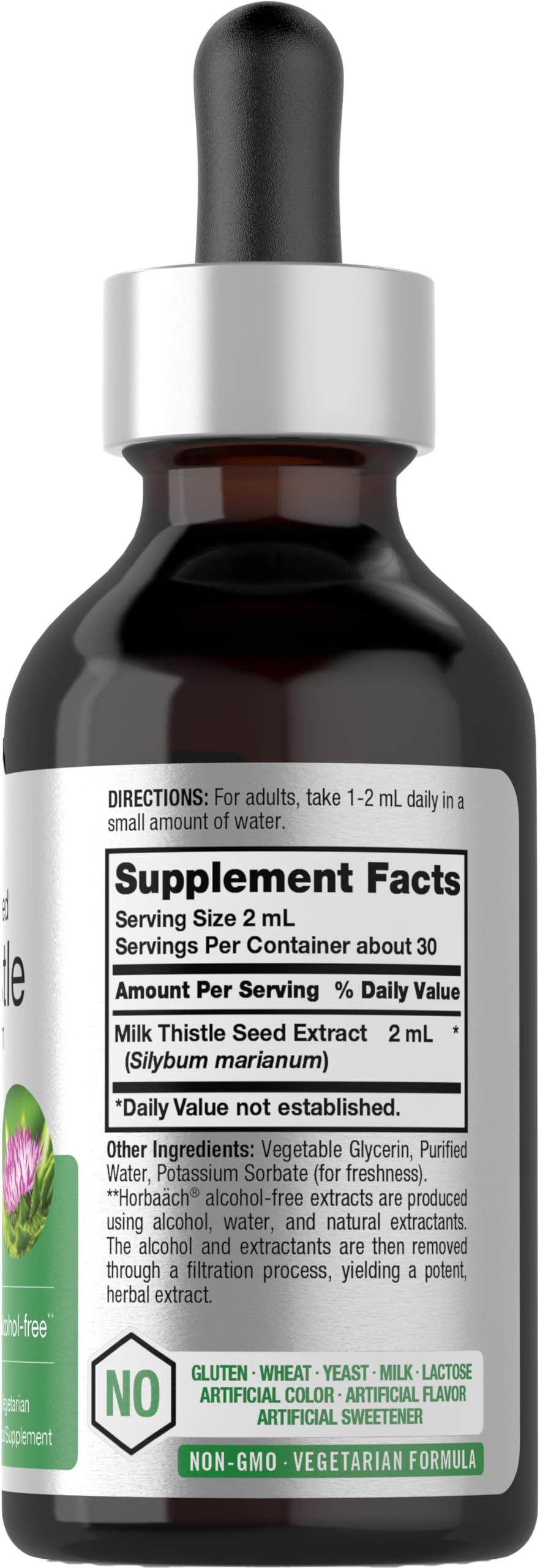Horbäach Milk Thistle Extract Liquid | 2 fl oz | Alcohol Free | Vegetarian, Non-GMO & Gluten Free Supplement - Image 2