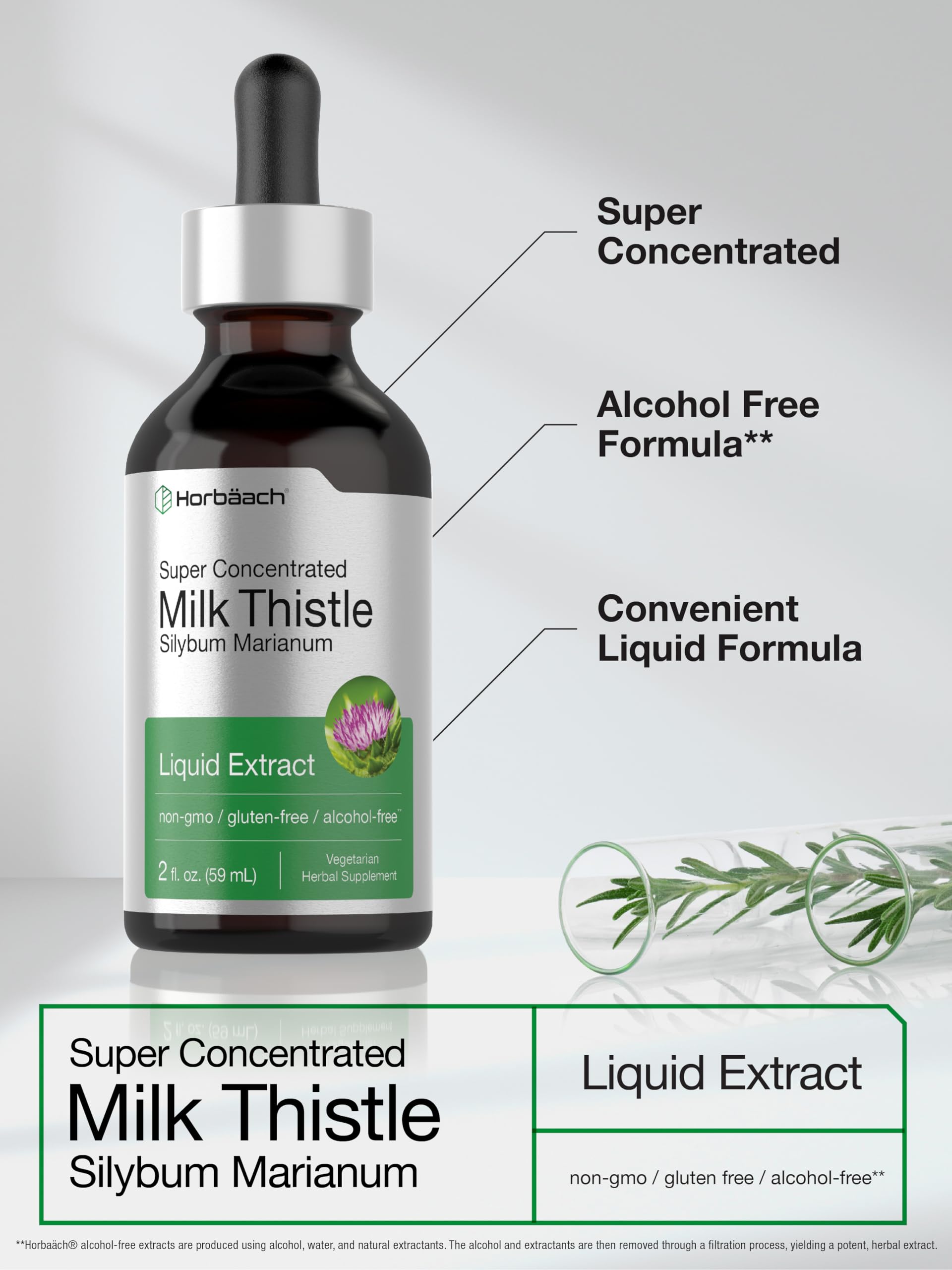 Horbäach Milk Thistle Extract Liquid | 2 fl oz | Alcohol Free | Vegetarian, Non-GMO & Gluten Free Supplement - Image 4