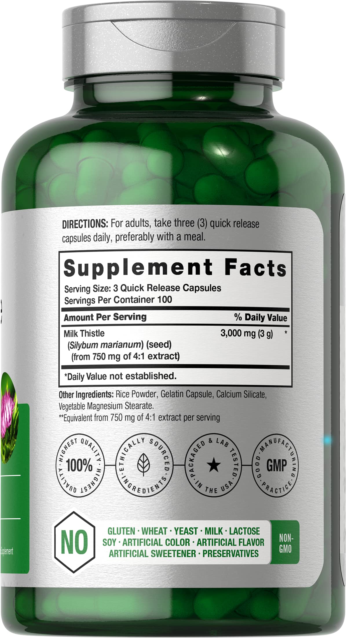Horbäach Milk Thistle Supplement | 300 Capsules | Herbal Extract | Non-GMO, Gluten Free - Image 2
