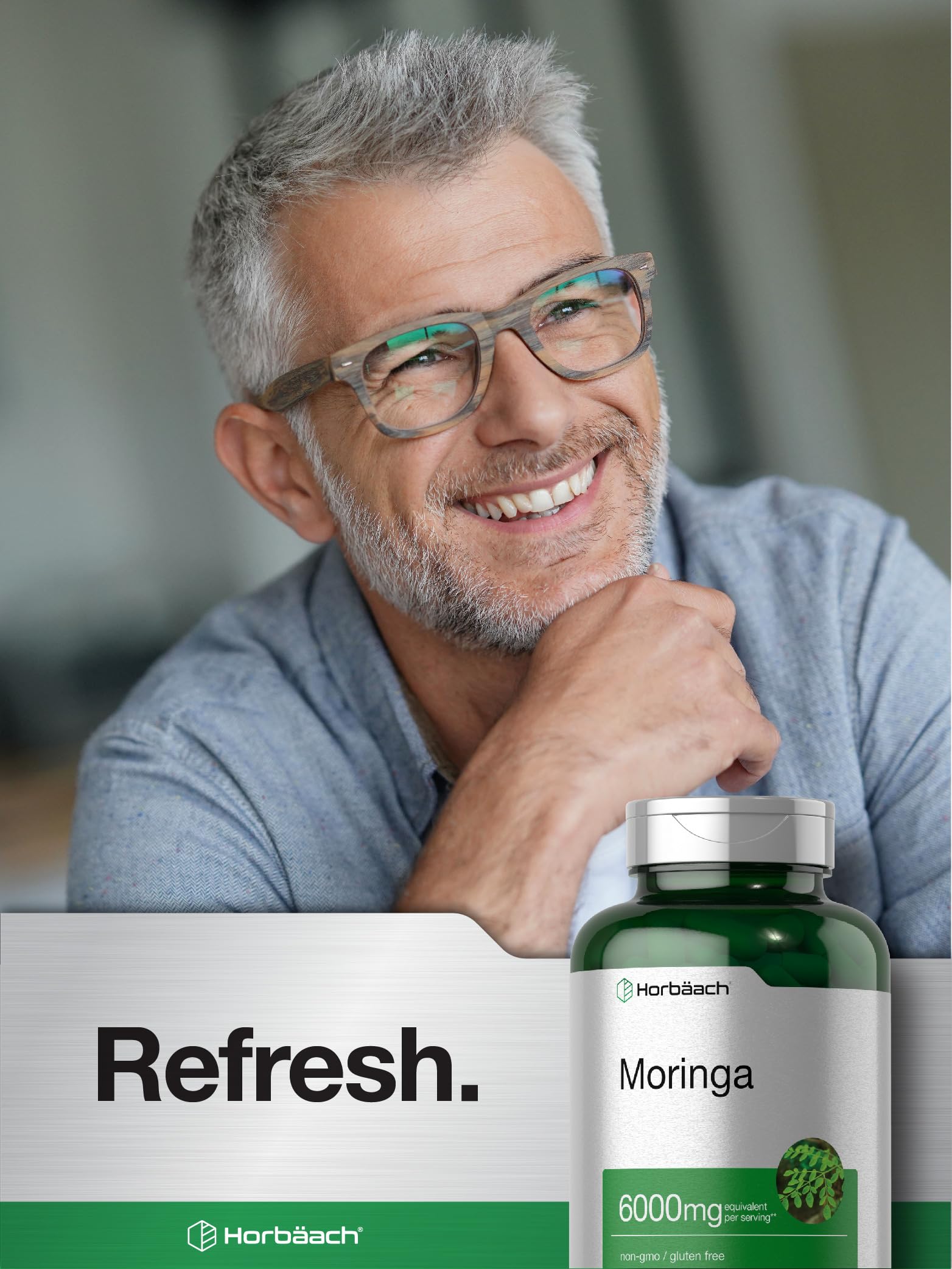 Horbäach Moringa Oleifera | 300 Powder Capsules | Non-GMO and Gluten Free Extract Formula | Complete Green Superfood - Image 6