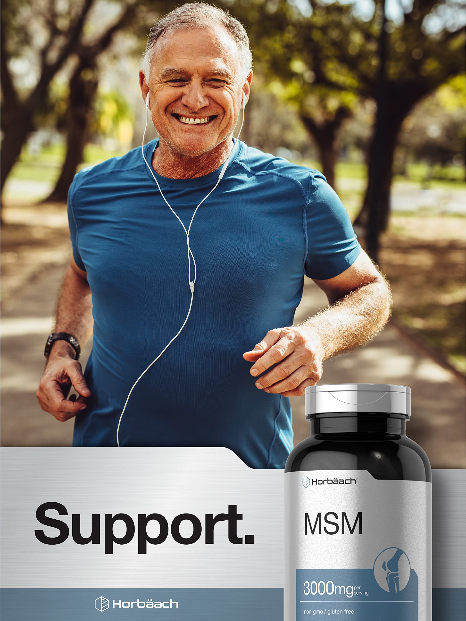 Horbäach MSM Supplement | 3000mg | 300 Coated Caplets | Methylsulfonylmethane with Calcium | Vegetarian, Non-GMO, Gluten Free - Image 6