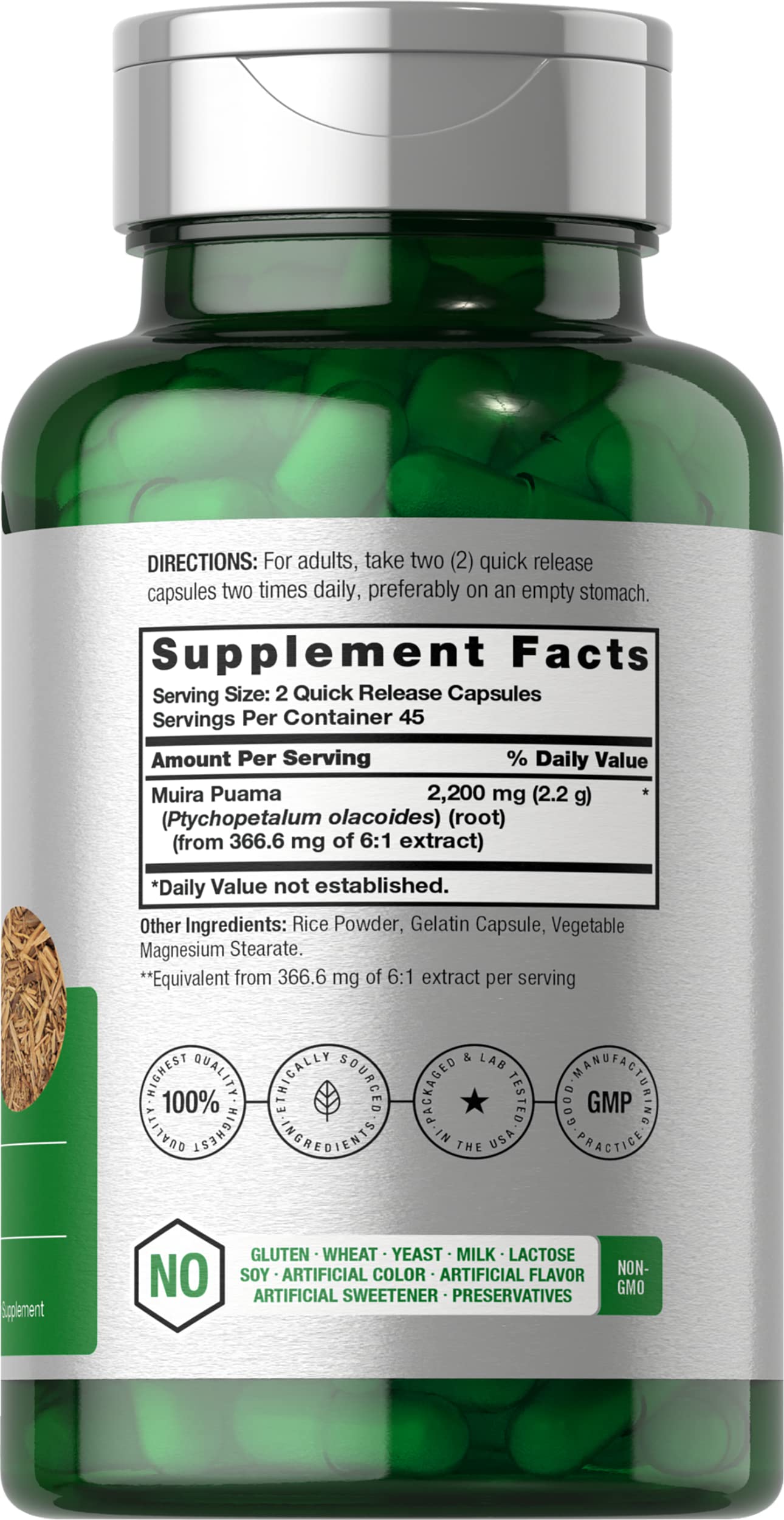 Horbäach Muira Puama Root Extract | 90 Capsules | Non GMO, Gluten Free Supplement - Image 2