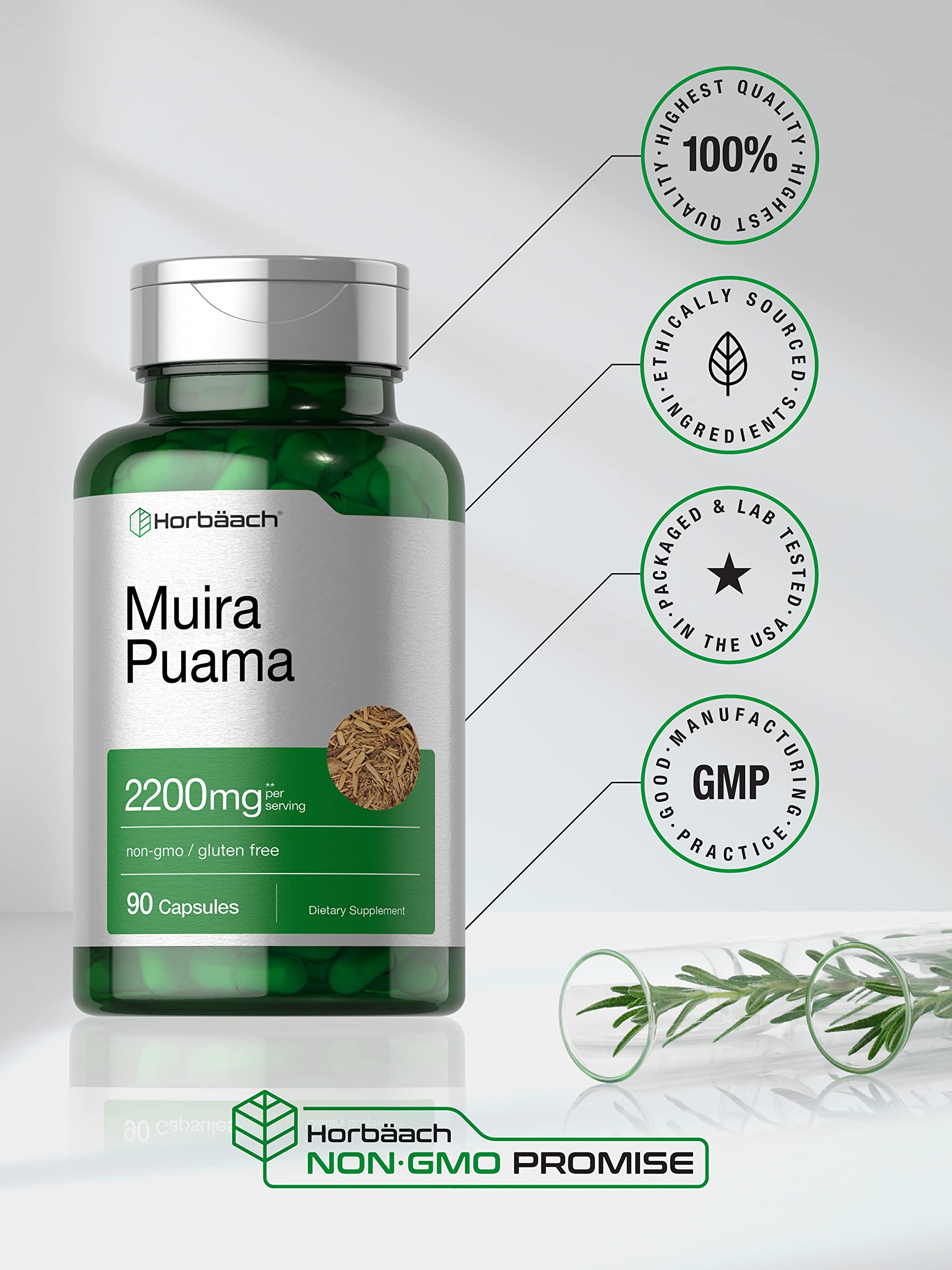 Horbäach Muira Puama Root Extract | 90 Capsules | Non GMO, Gluten Free Supplement - Image 5