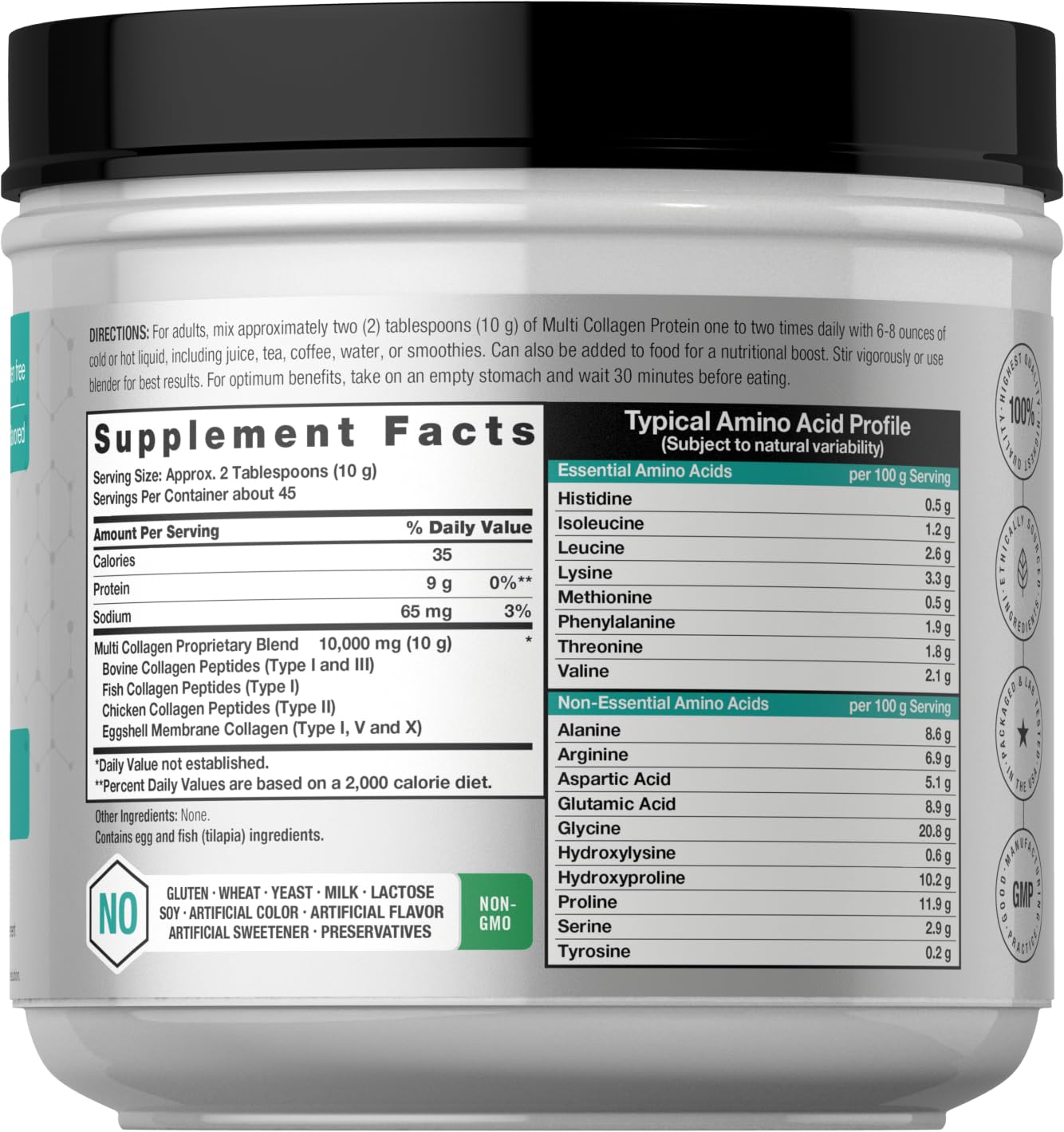 Horbäach Multi Collagen Protein Powder 16 oz | Type I, II, III, V, X | Unflavored | for Men and Women | Non-GMO, Gluten Free Supplement - Image 2