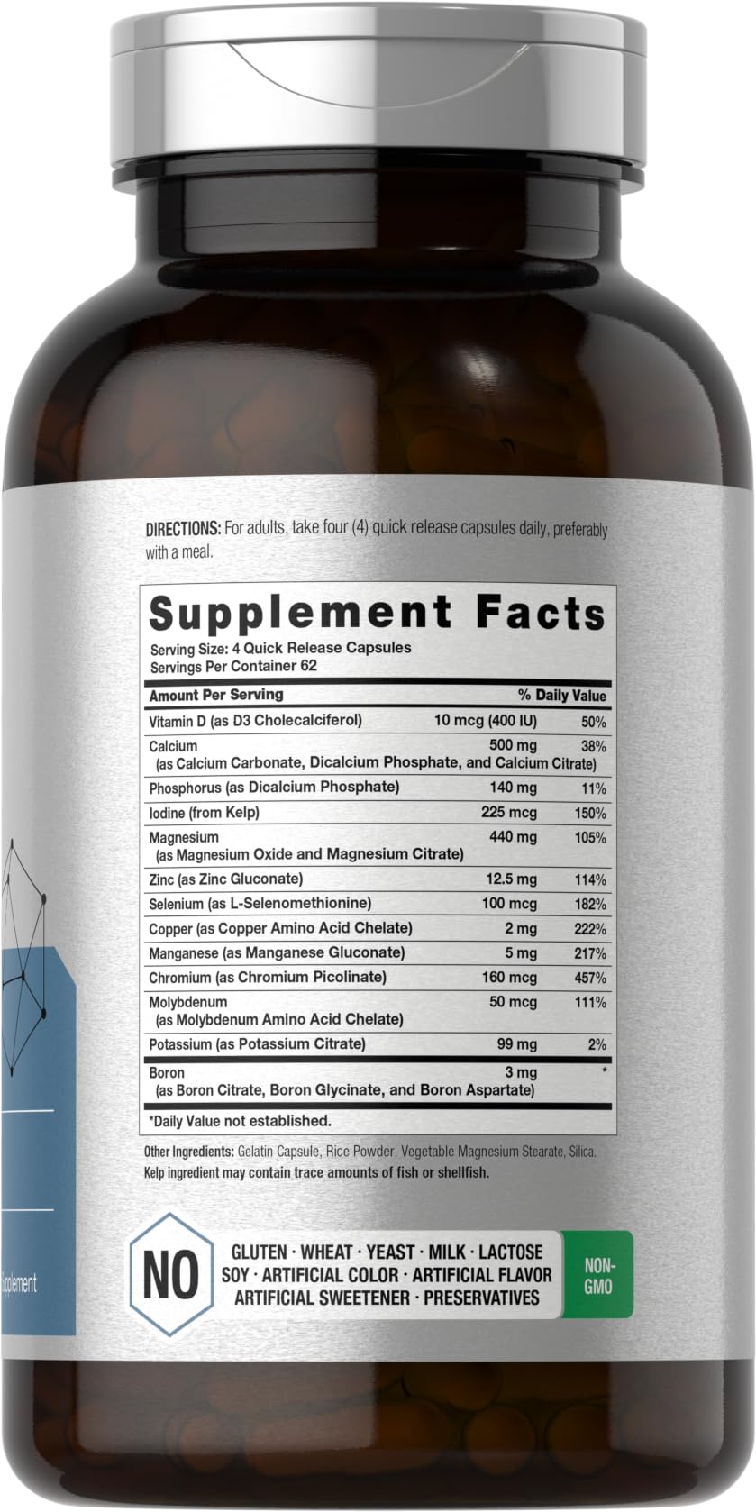 Horbäach Multi Minerals Supplement | 250 Capsules | Iron Free | Daily Mineral Complex for Men and Women | Non-GMO & Gluten Free - Image 2