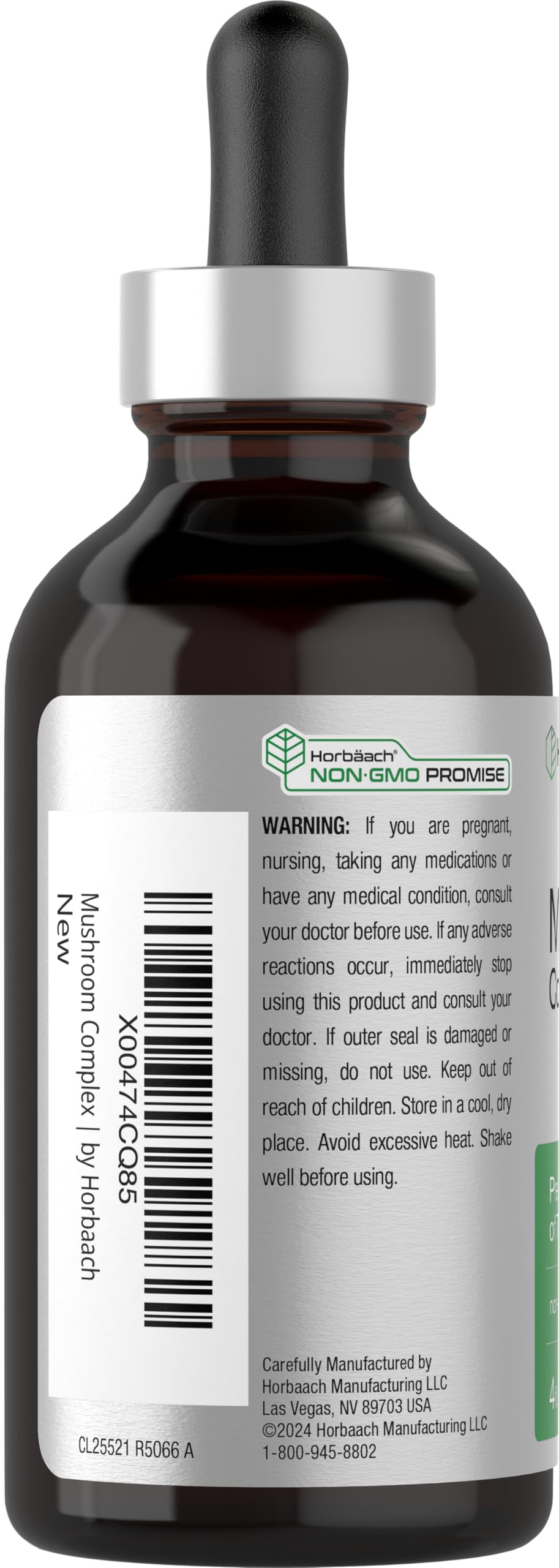 Horbäach Mushroom Complex | 4 Fl Oz Herbal Liquid Drops | Lion's Mane, Reishi, Shiitake, Chaga, Cordyceps, Maitake, and Oyster Mushroom Supplement Blend | Vegetarian | Non-GMO, Gluten Free Formula - Image 3
