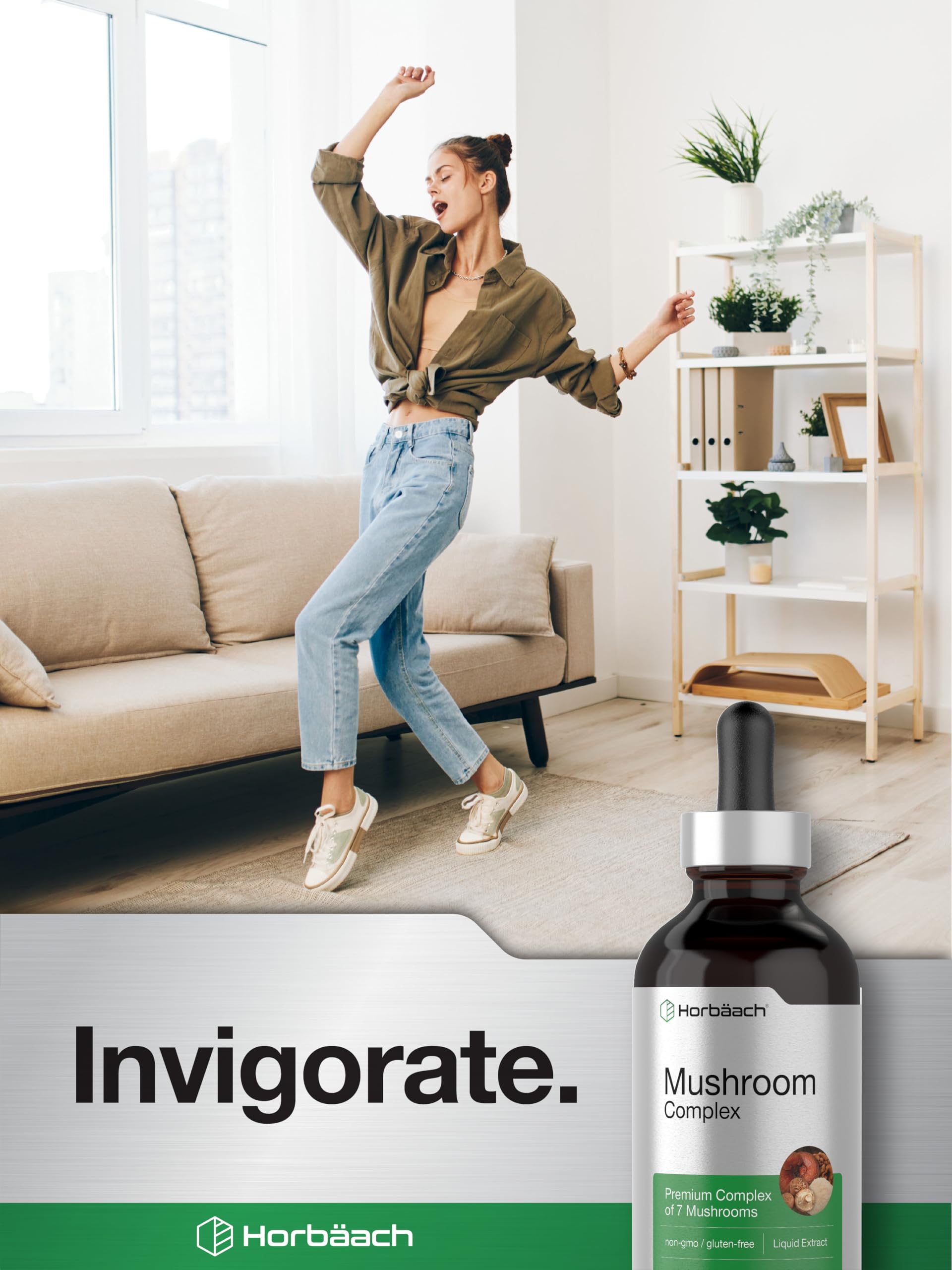 Horbäach Mushroom Complex | 4 Fl Oz Herbal Liquid Drops | Lion's Mane, Reishi, Shiitake, Chaga, Cordyceps, Maitake, and Oyster Mushroom Supplement Blend | Vegetarian | Non-GMO, Gluten Free Formula - Image 6