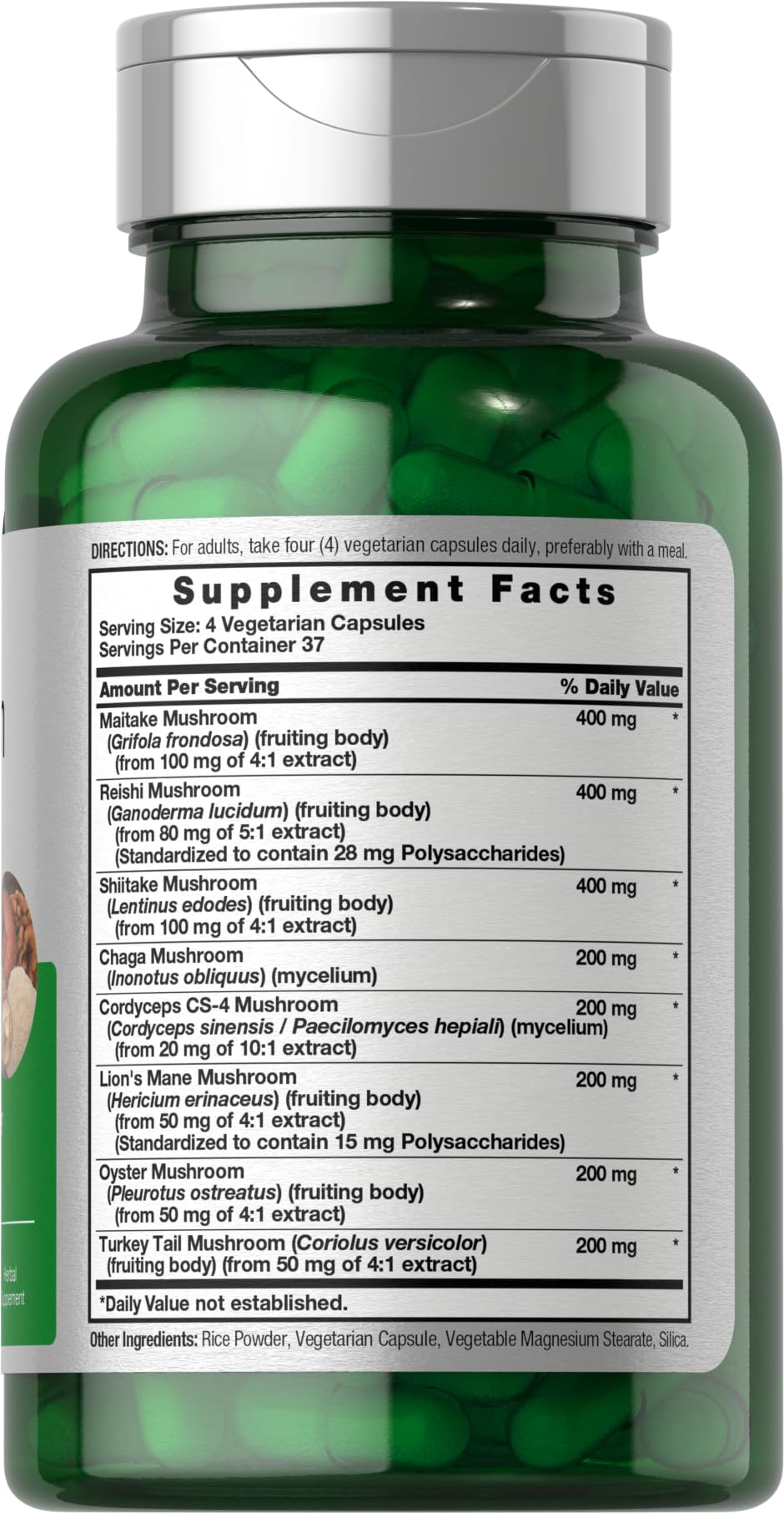 Horbäach Mushroom Complex Capsules | 150 Count | Non-GMO & Gluten Free Supplement | Reishi, Chaga, Lions Mane, Cordyceps, Maitake, Shiitake, Oyster and Turkey - Image 2