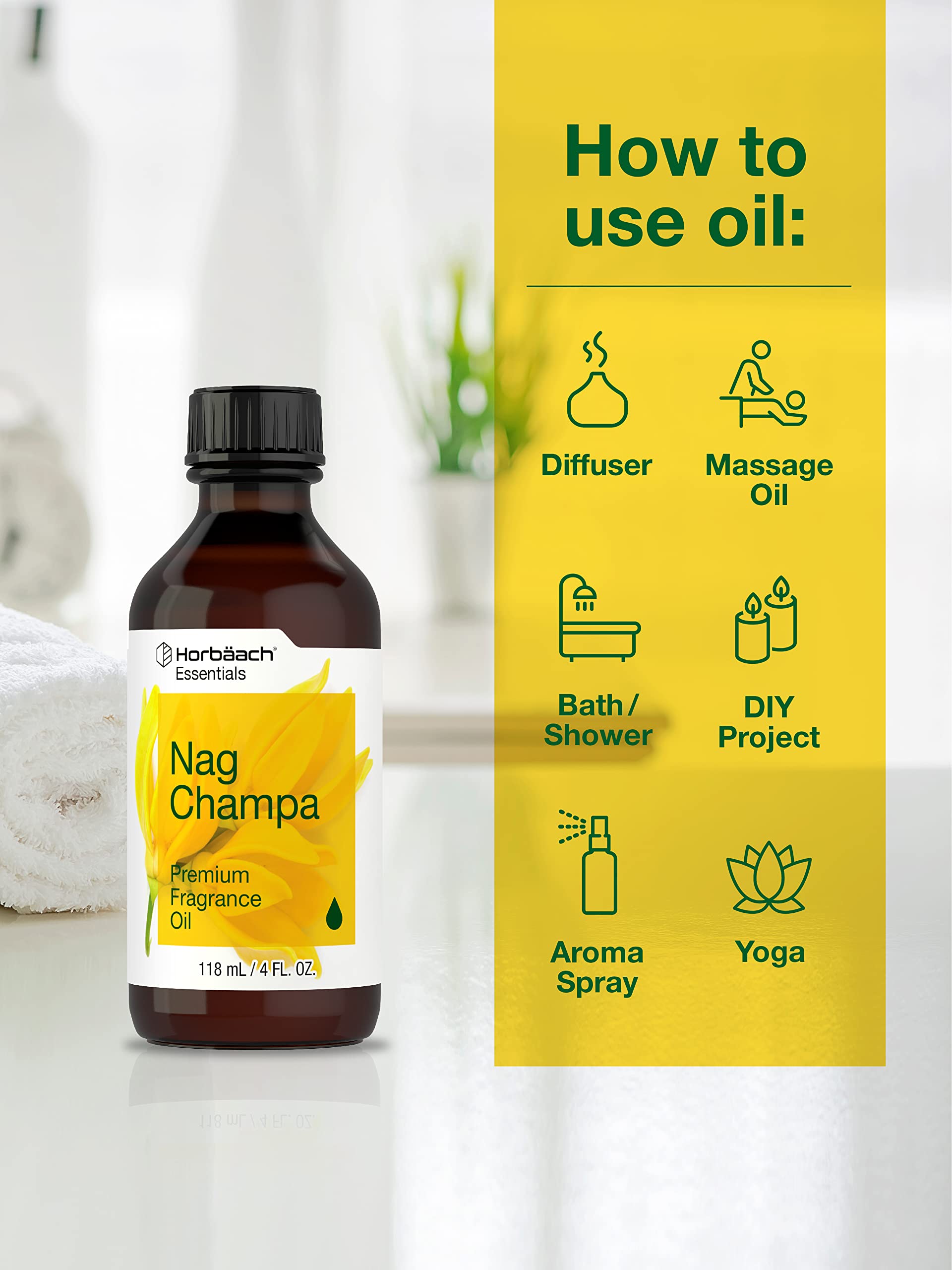 Horbäach Nag Champa Fragrance Oil | 4 fl oz (118ml) | Premium Grade | for Diffusers, Candle and Soap Making, DIY Projects & More - Image 3