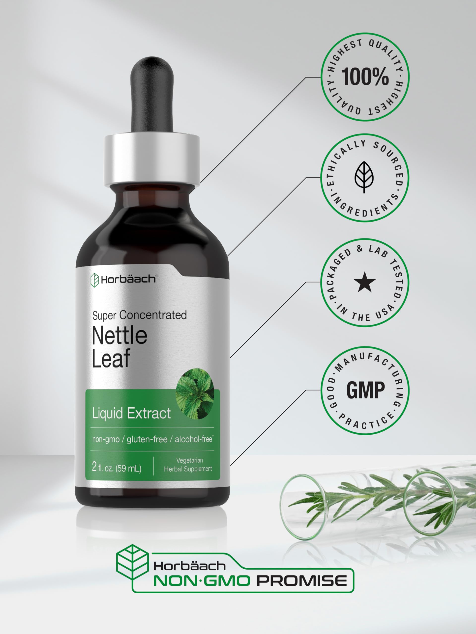 Horbäach Nettle Leaf Extract Drops | 2 fl oz | Alcohol Free | Vegetarian Liquid Supplement | Non-GMO, Gluten Free Tincture - Image 6