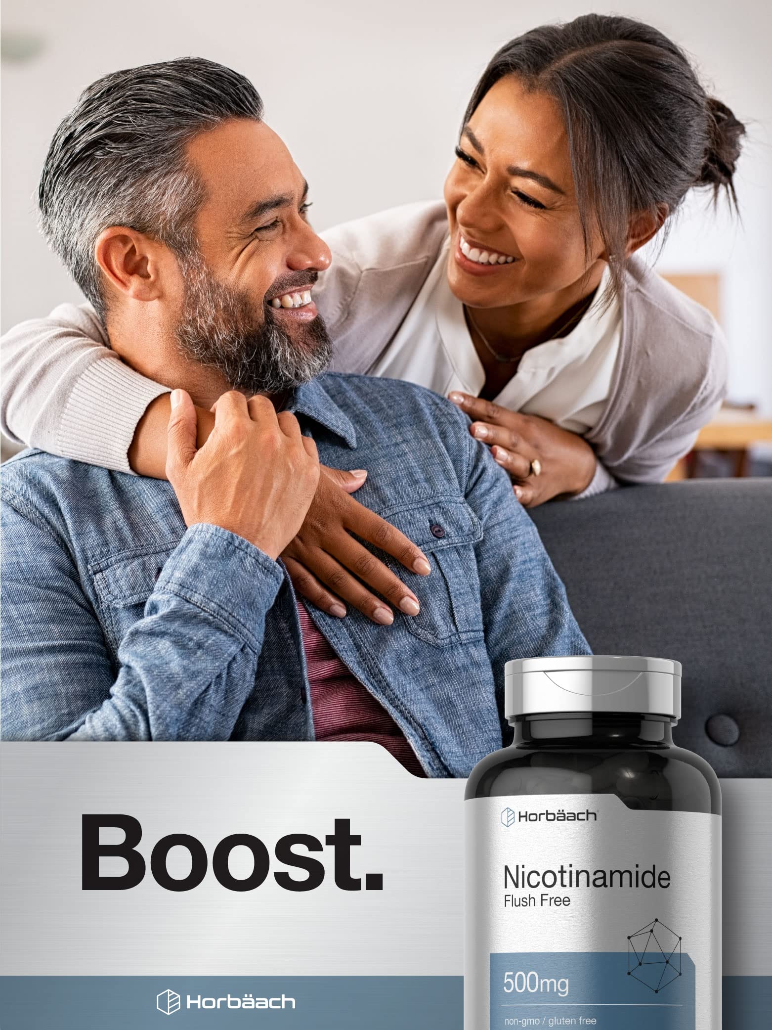 Horbäach Nicotinamide 500mg | 180 Capsules | Flush Free Dietary Supplement | Non-GMO and Gluten Free Vitamin - Image 6