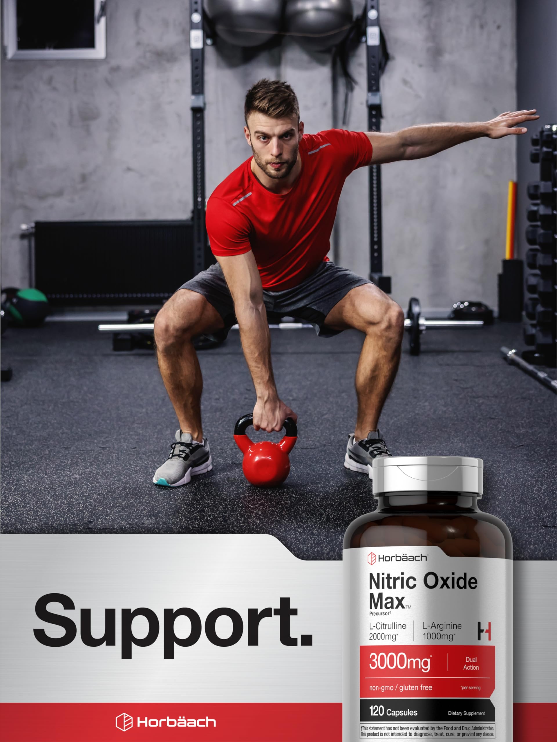 Horbäach Nitric Oxide Supplement | 3000mg | 120 Capsules | Pre Workout with L Arginine and L Citrulline for Men and Women | Non-GMO, Gluten Free Formula - Image 6