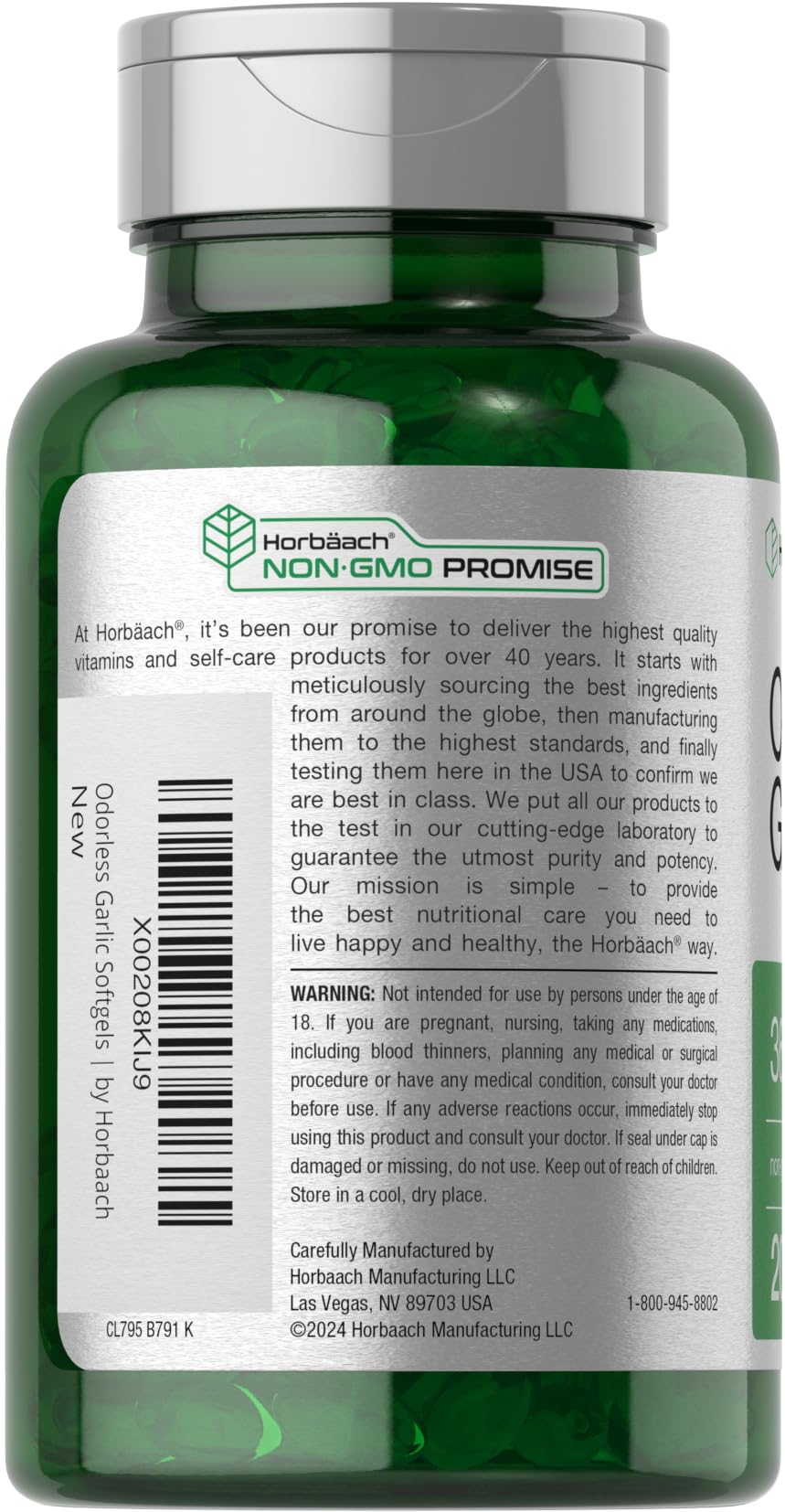 Horbäach Odorless Garlic Softgel Supplement | 200 Count | Ultra Potent Concentrated Herbal Extract | Non-GMO & Gluten Free - Image 3