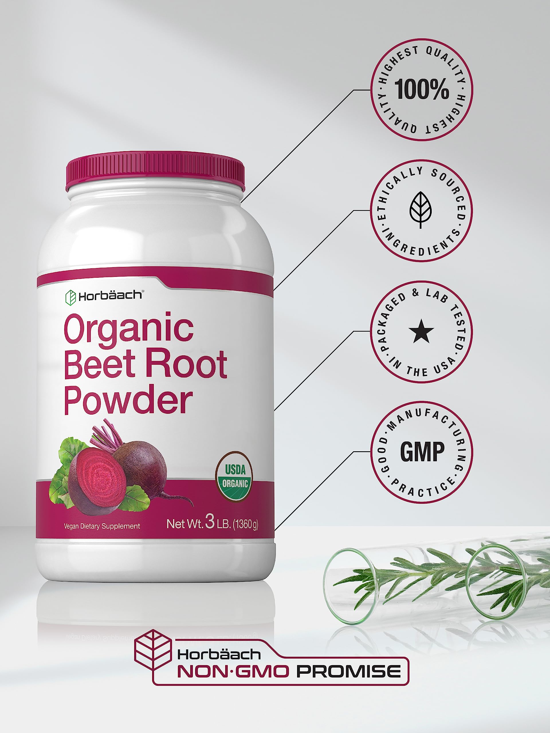 Horbäach Organic Beet Root Powder | 3lb Bulk Supplement | Raw Superfood | Vegan, Non-GMO, and Gluten Free Formula - Image 5