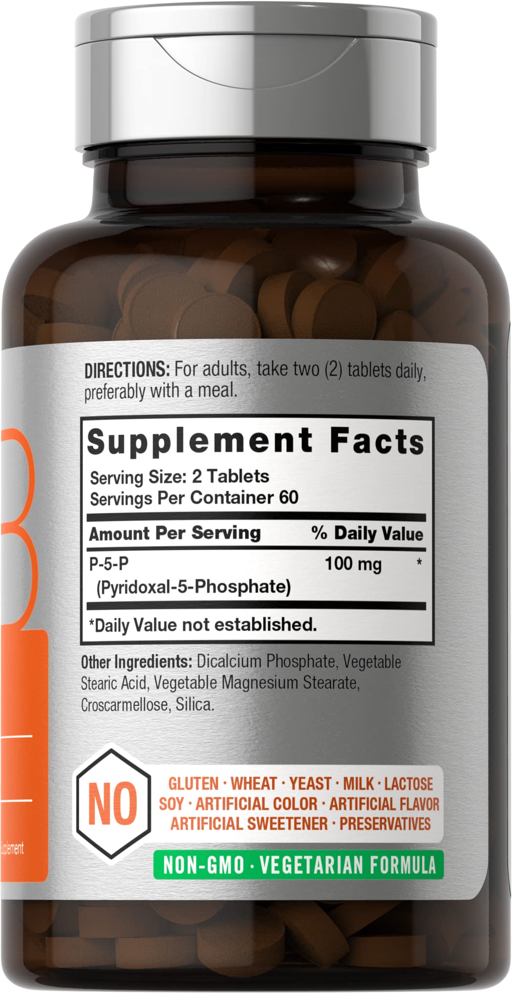 Horbäach P5P Activated Vitamin B6 100mg | 120 Tablets | Vegetarian Supplement, Non-GMO, Gluten Free | Pyridoxal 5 Phosphate | Coenzyme B6 - Image 2