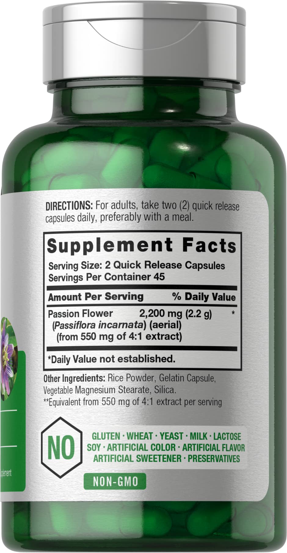 Horbäach Passion Flower Capsules | 90 Count | Non-GMO & Gluten Free Extract Supplement - Image 2