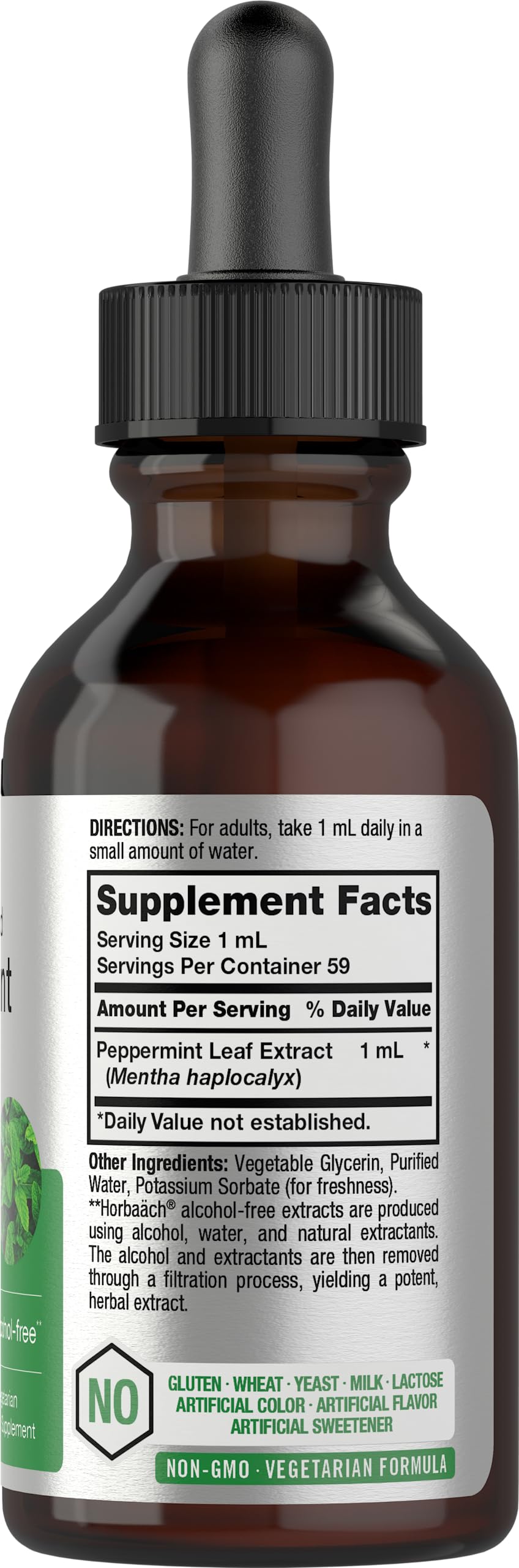 Horbäach Peppermint Leaf Extract Liquid | 2 Fl Oz | Alcohol Free Drops | Vegetarian | Non-GMO & Gluten Free Herbal Supplement - Image 2